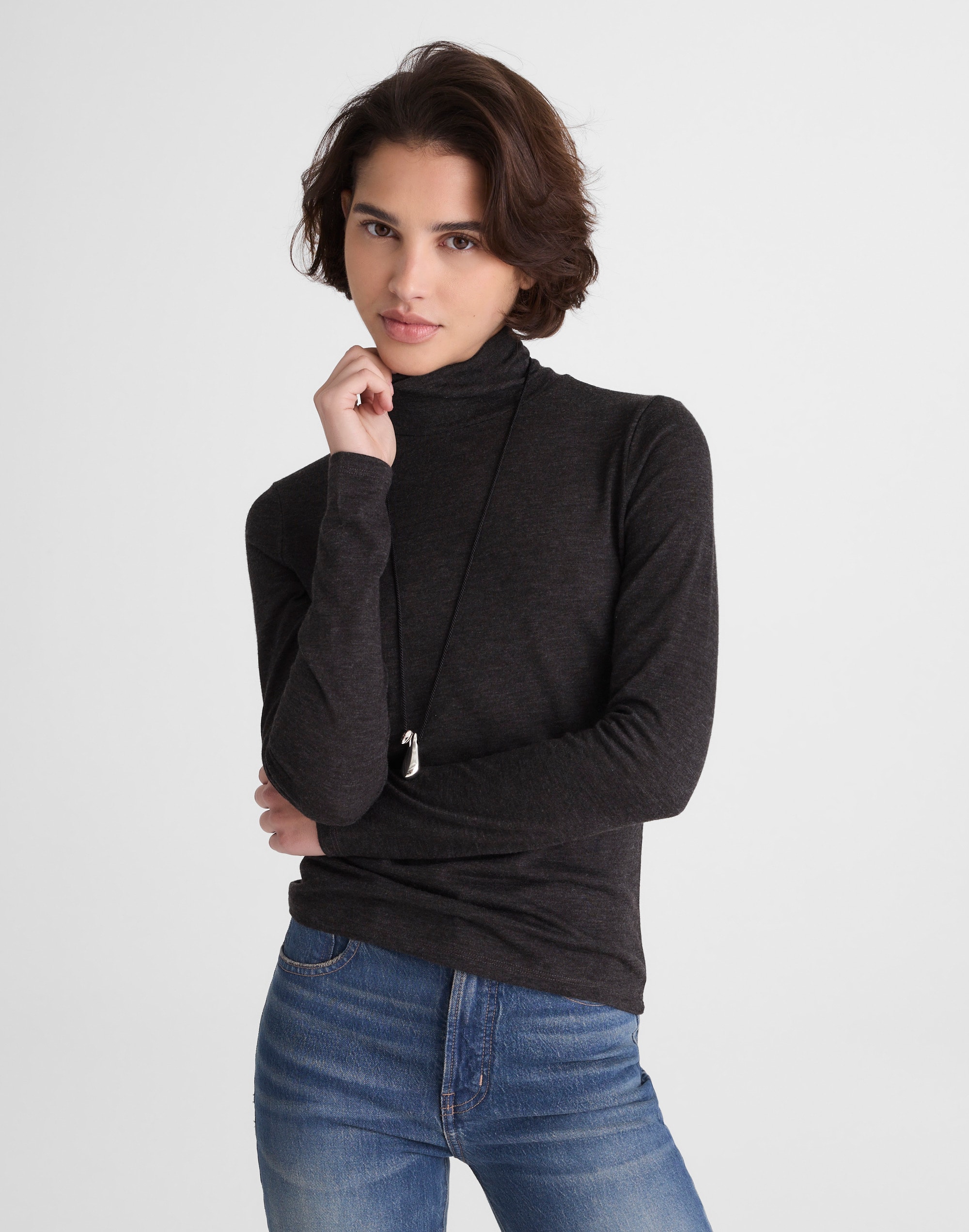 Madewell Turtleneck Long-sleeve Top In Multi