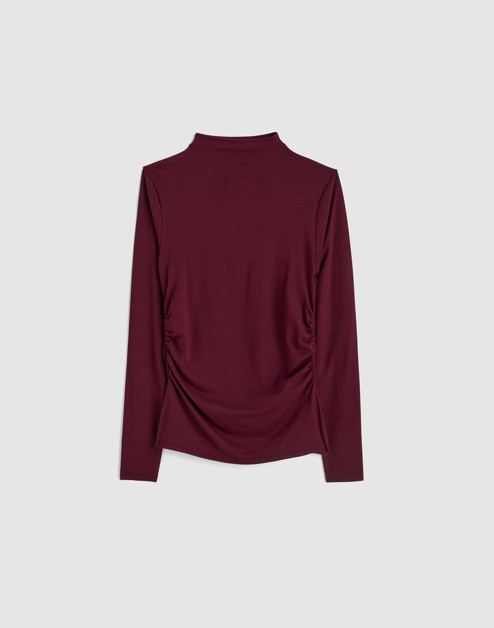 Ruched Mockneck Long-Sleeve Top