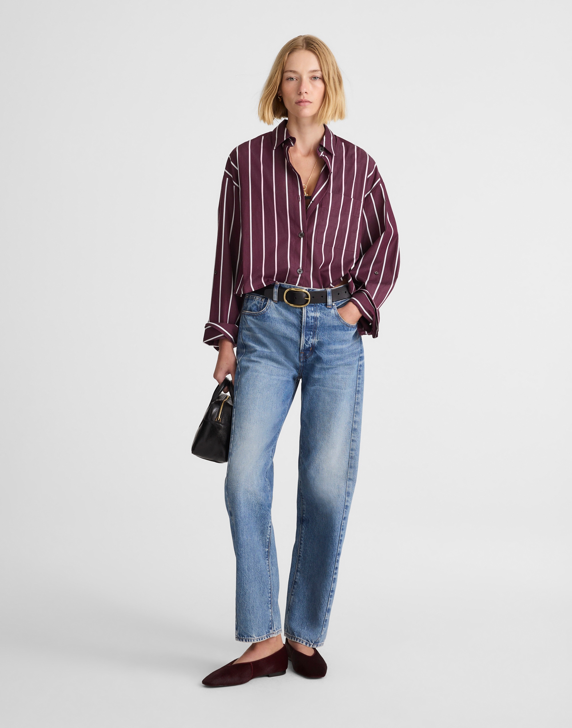 Madewell Straight-hem Shirt In Burgundy