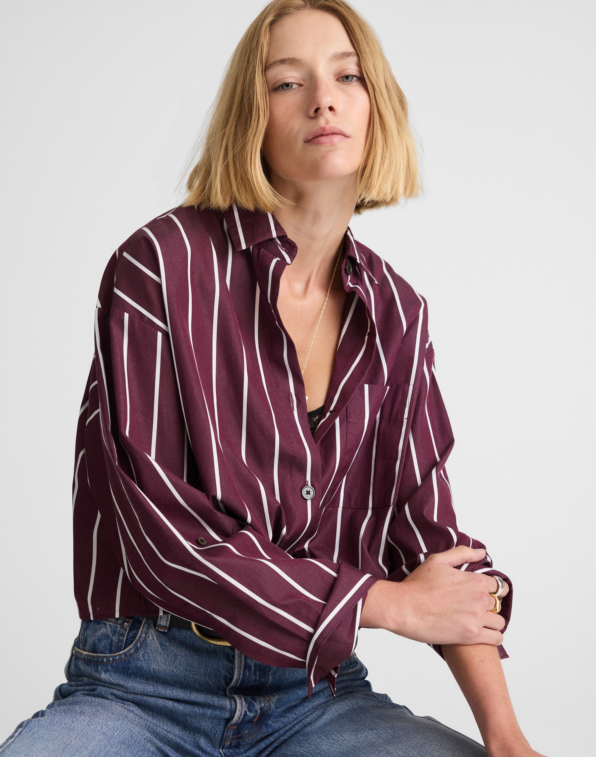 Straight-Hem Shirt Poplin