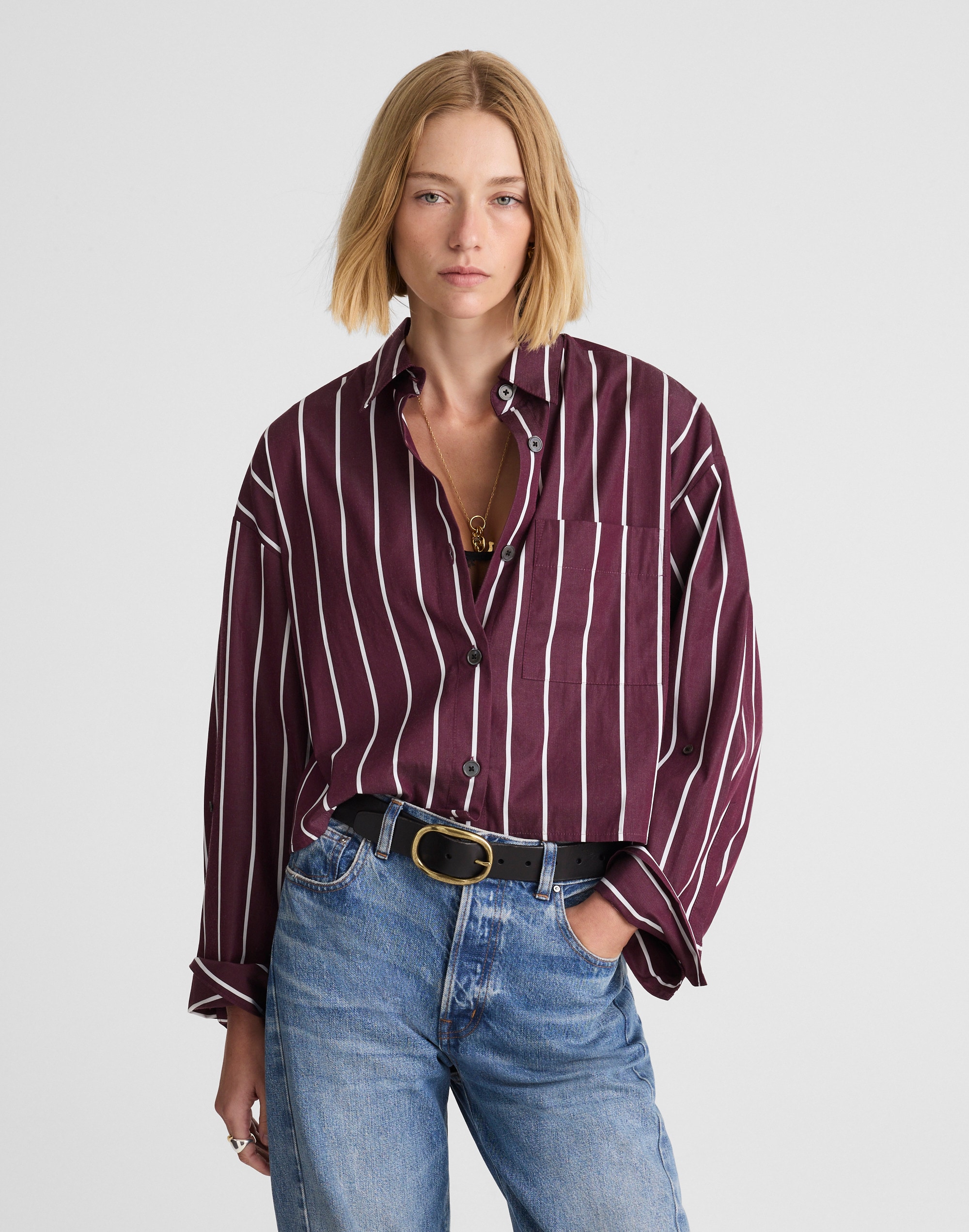 Madewell Straight-hem Shirt In Burgundy