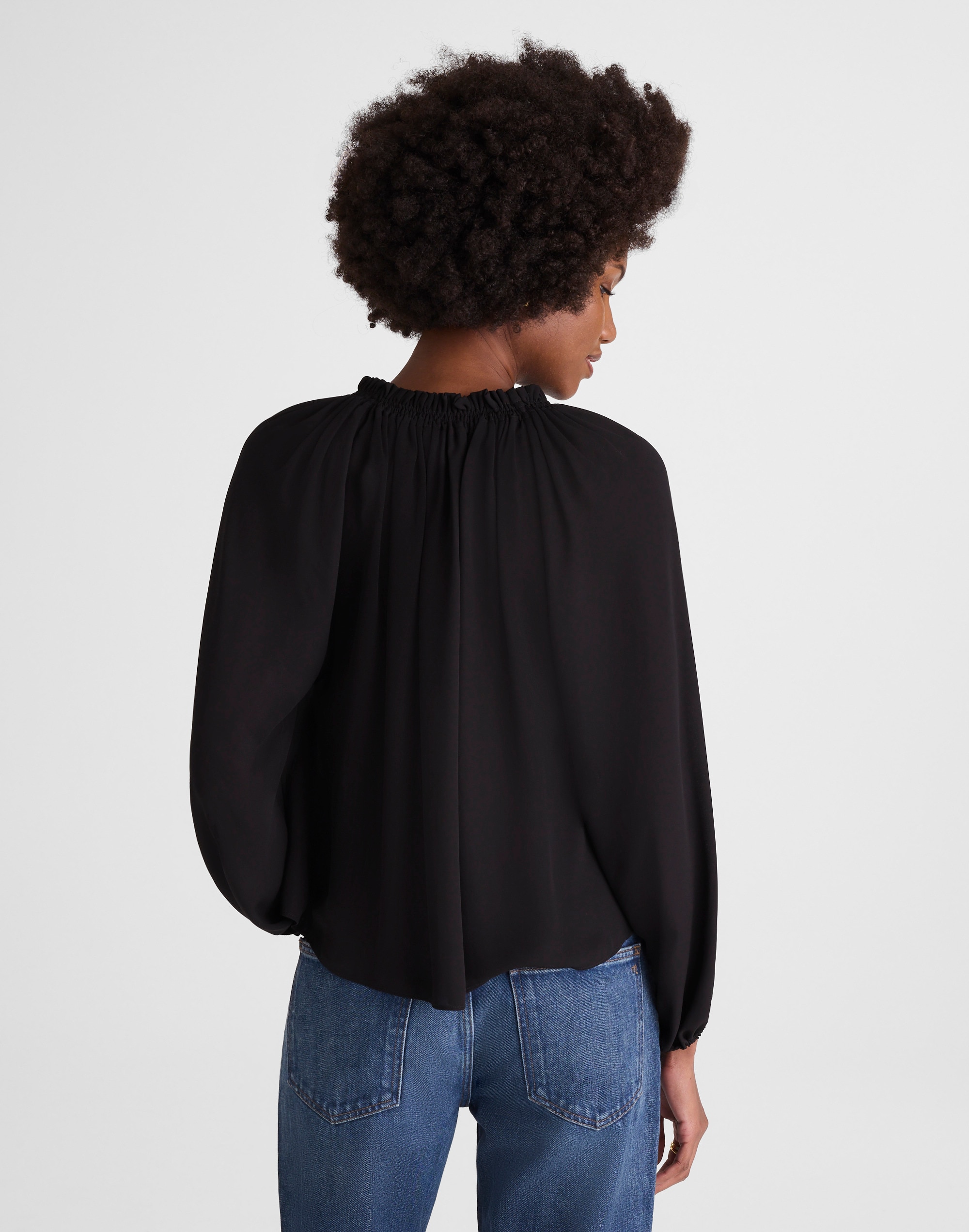 Long-Sleeve Tie-Neck Top