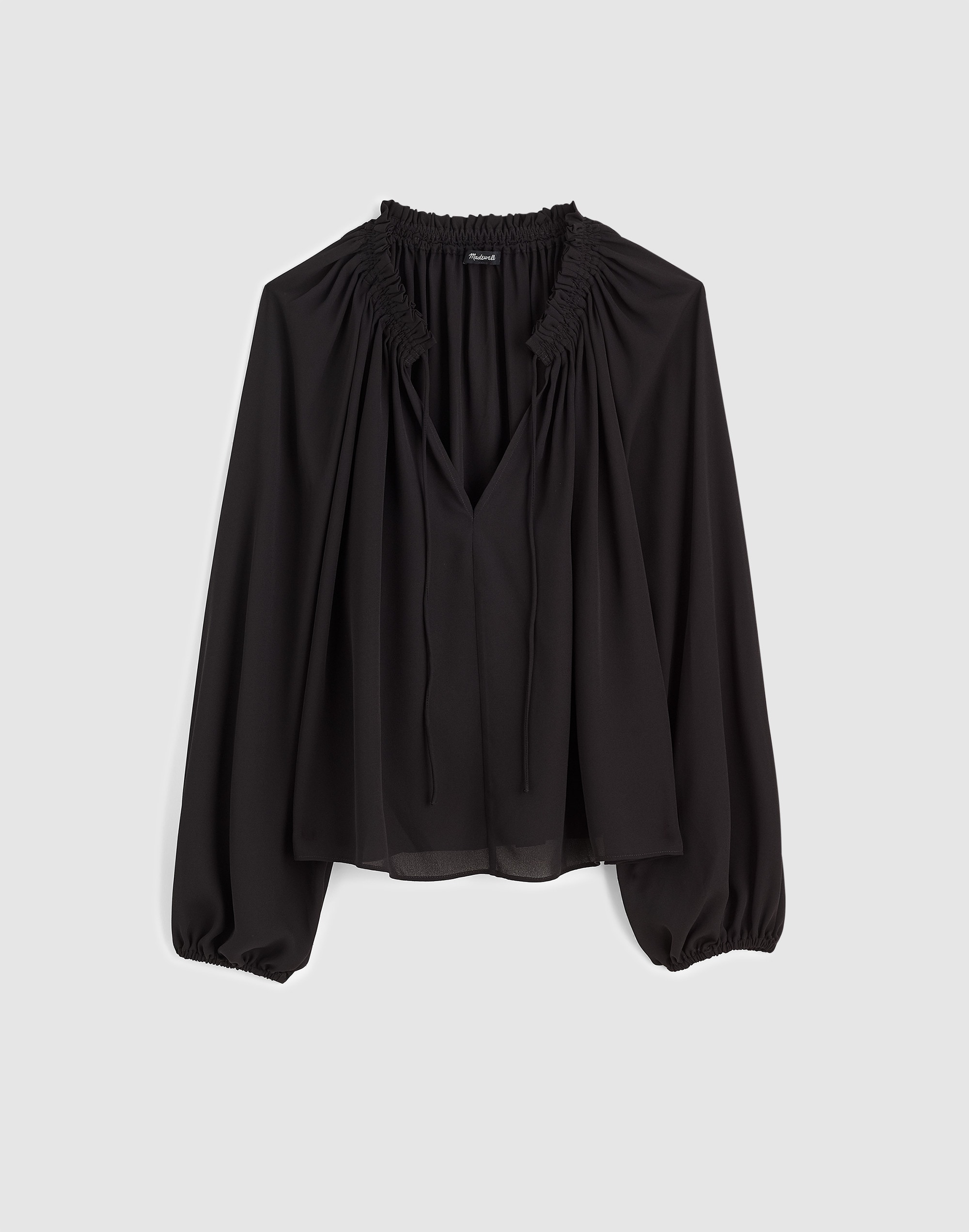 Long-Sleeve Tie-Neck Top