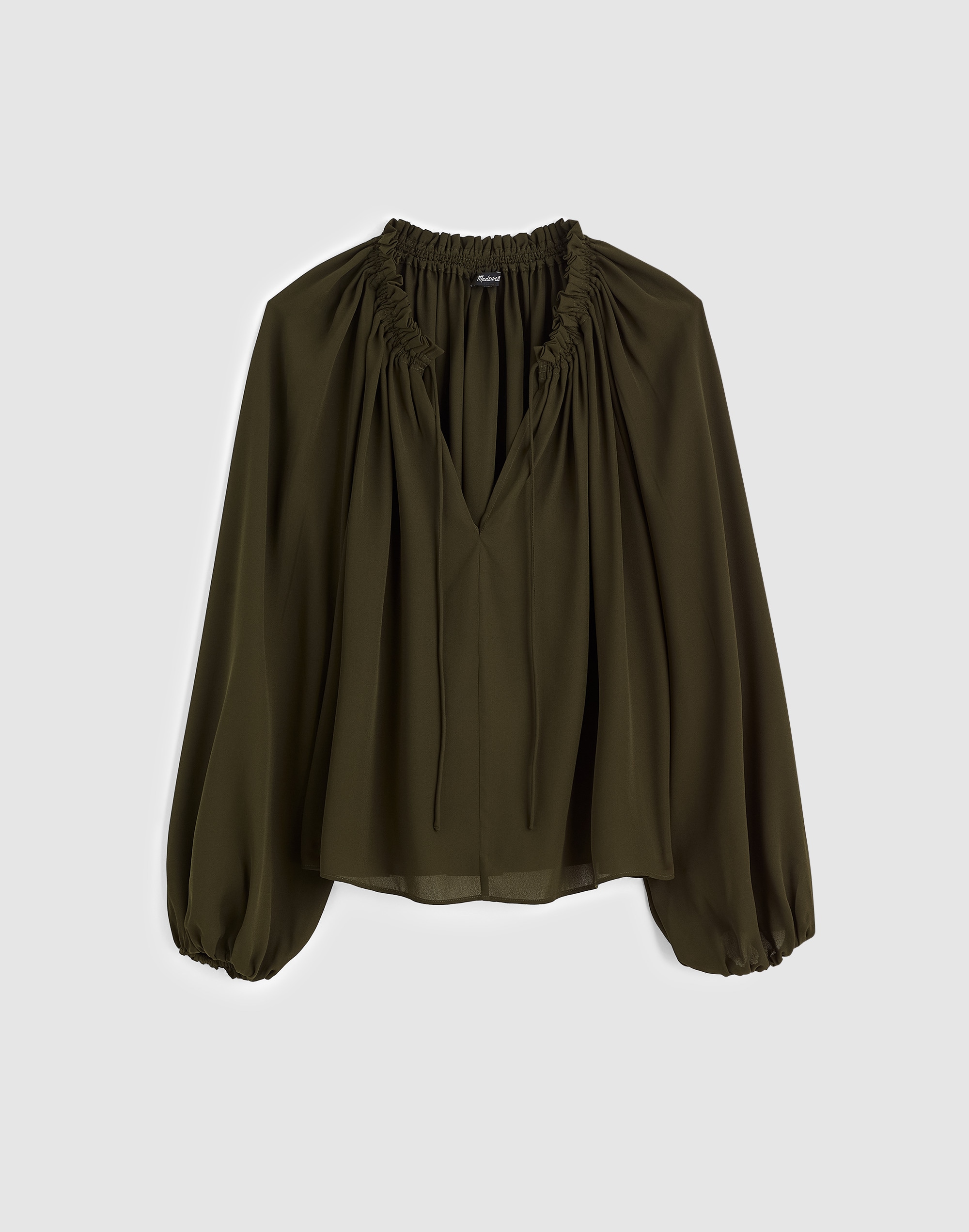 Long-Sleeve Tie-Neck Top