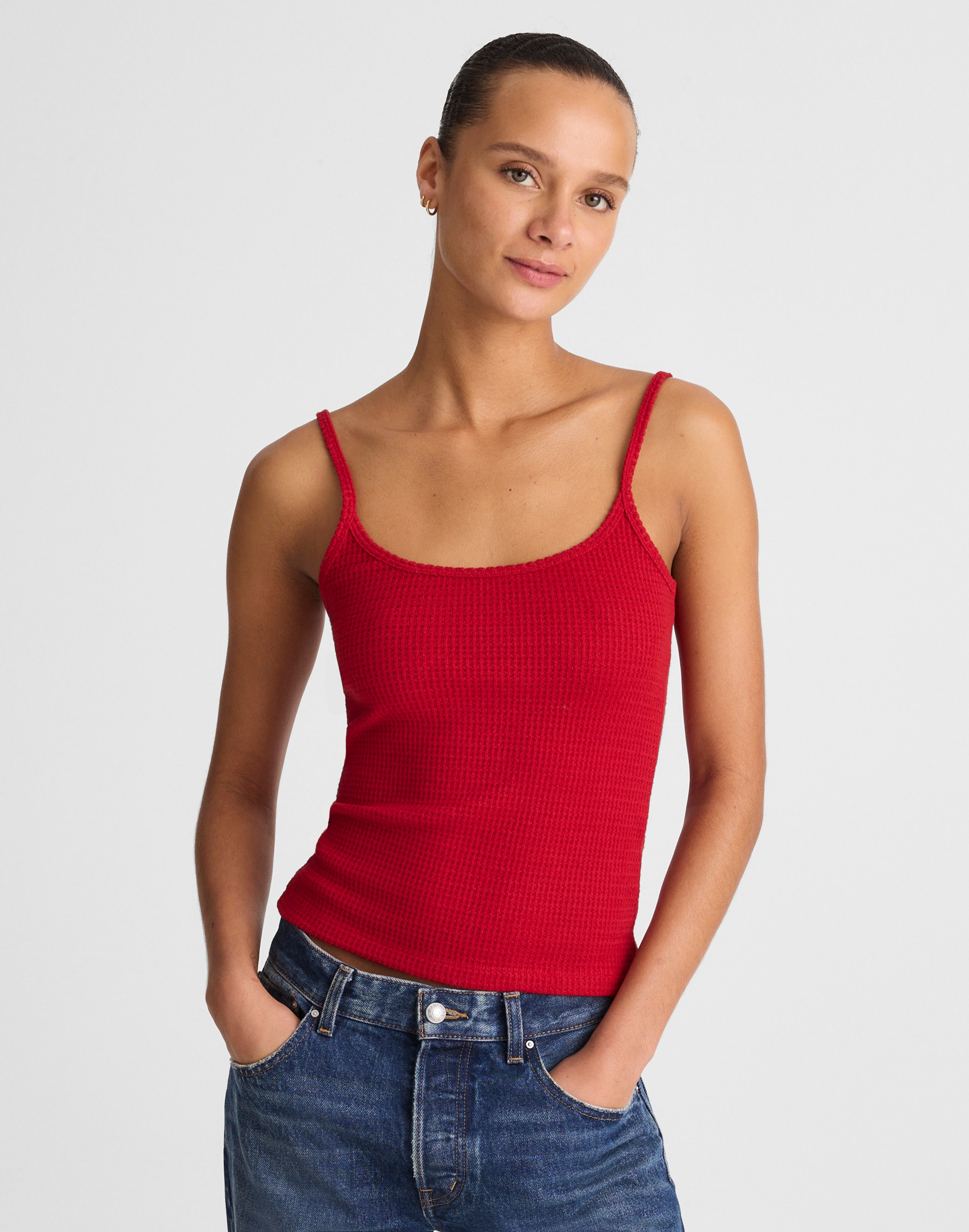 Waffle-Knit Cami Tank Top
