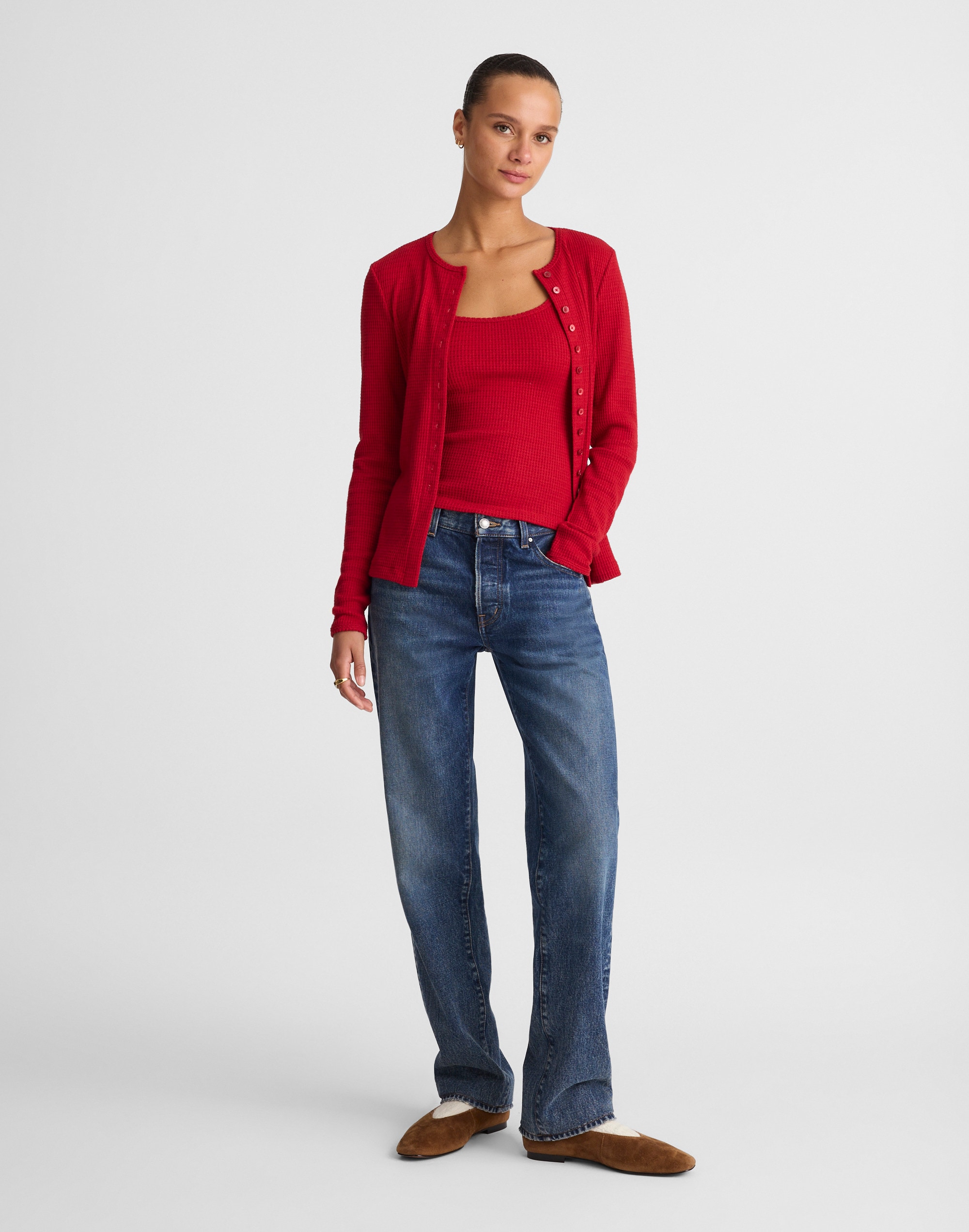 Waffle-Knit Cami Tank Top