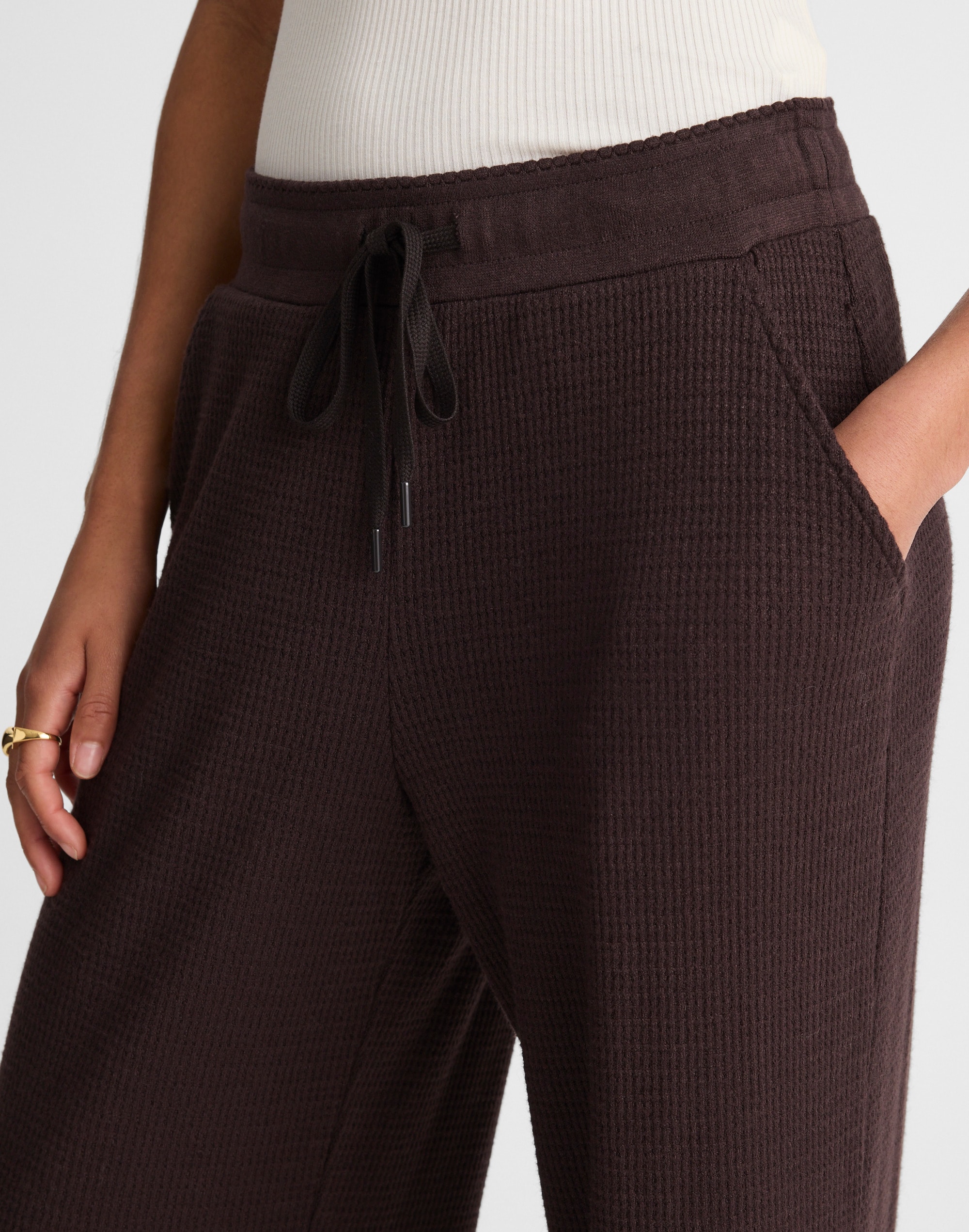 Waffle-Knit Wide-Leg Pants