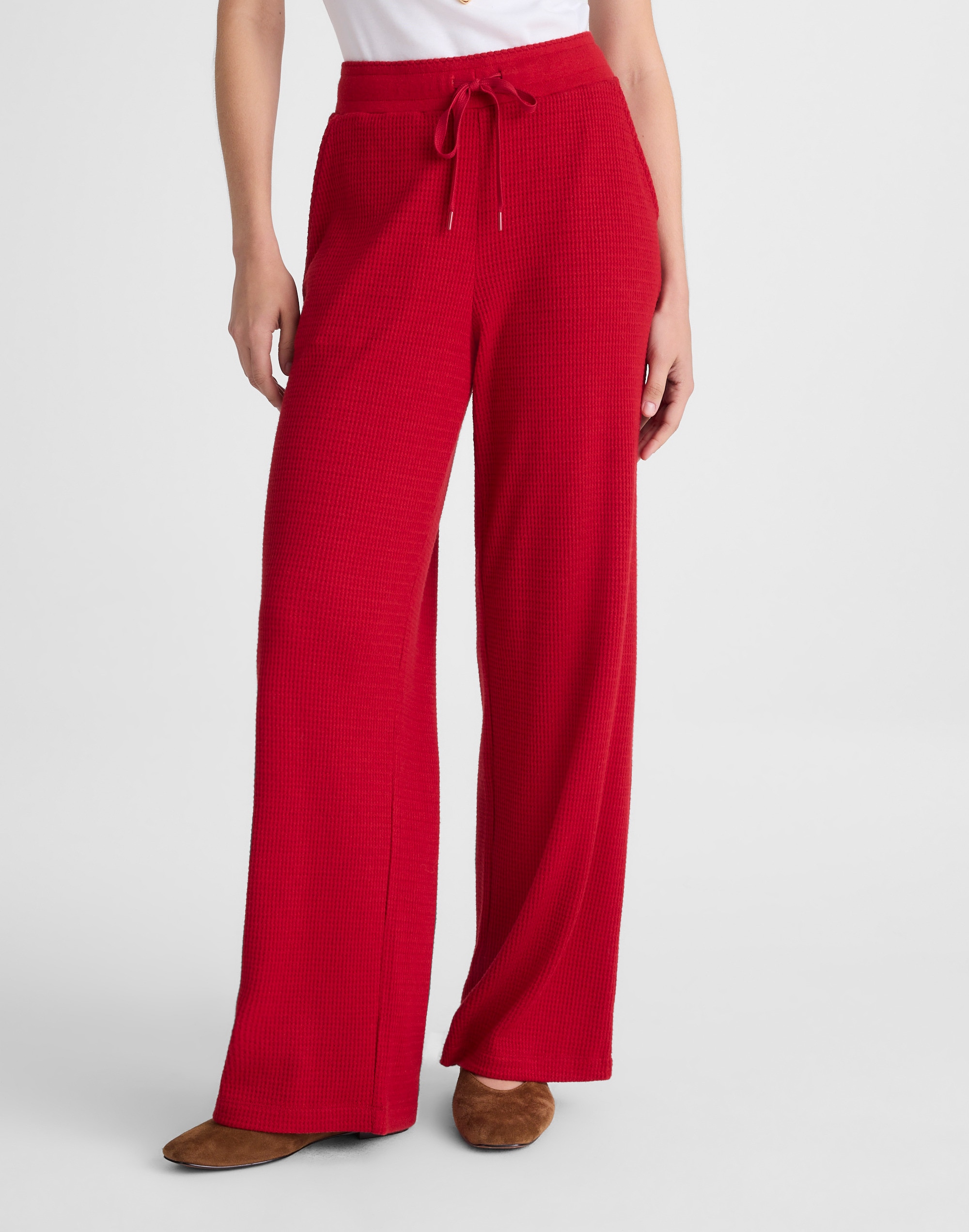 Madewell Waffle-knit Wide-leg Pants In Multi