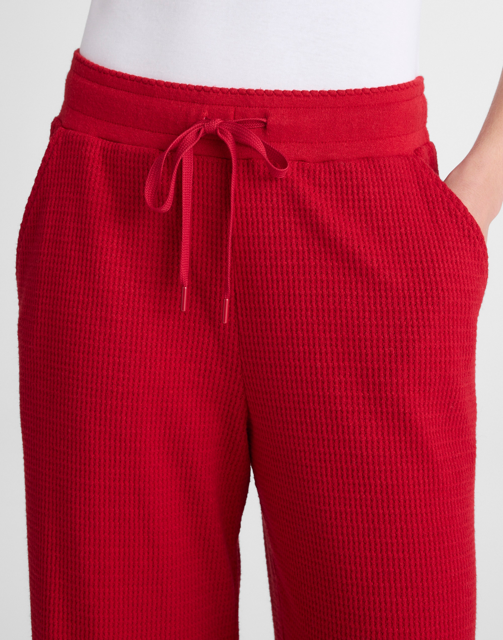 Waffle-Knit Wide-Leg Pants
