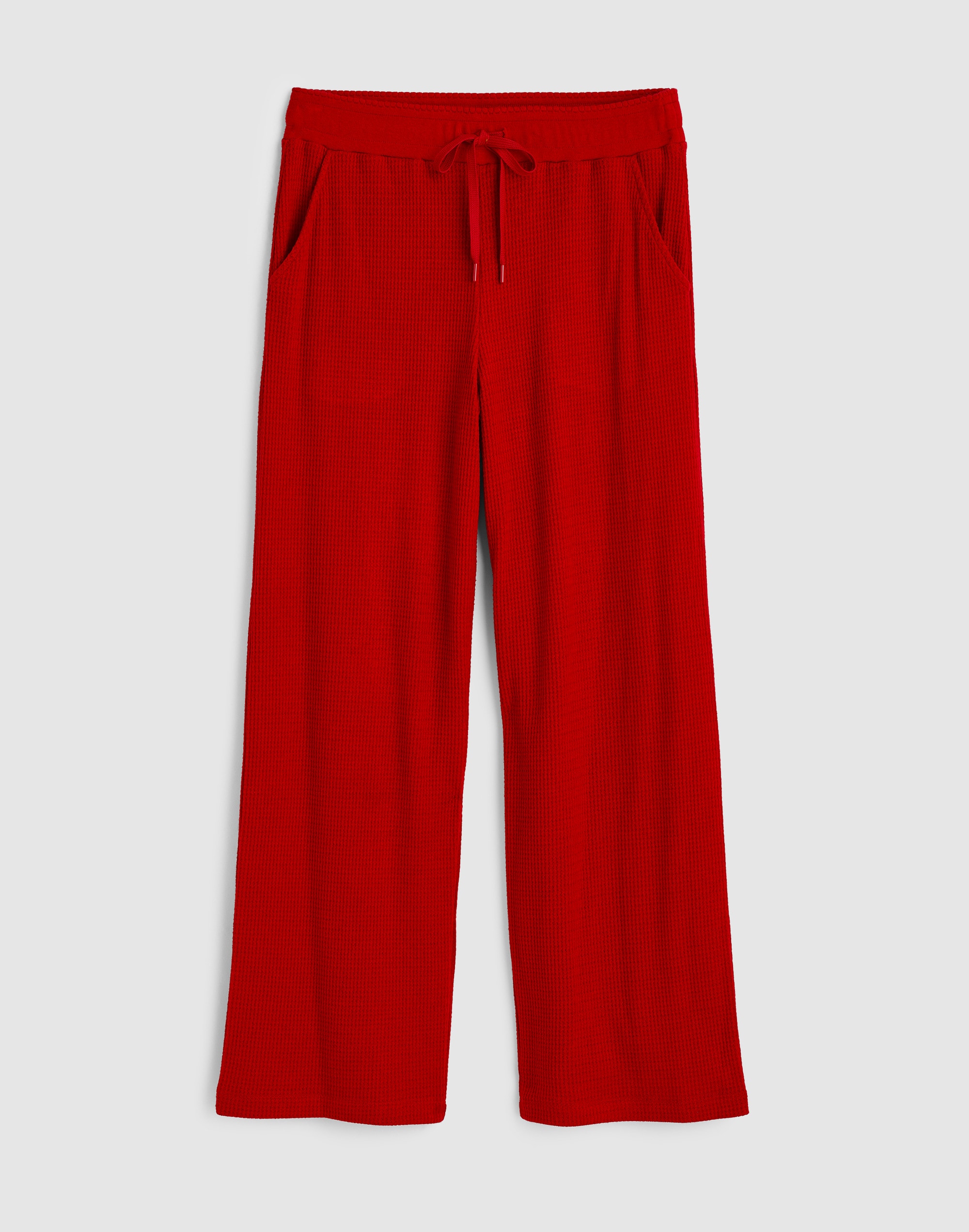 Waffle-Knit Wide-Leg Pants