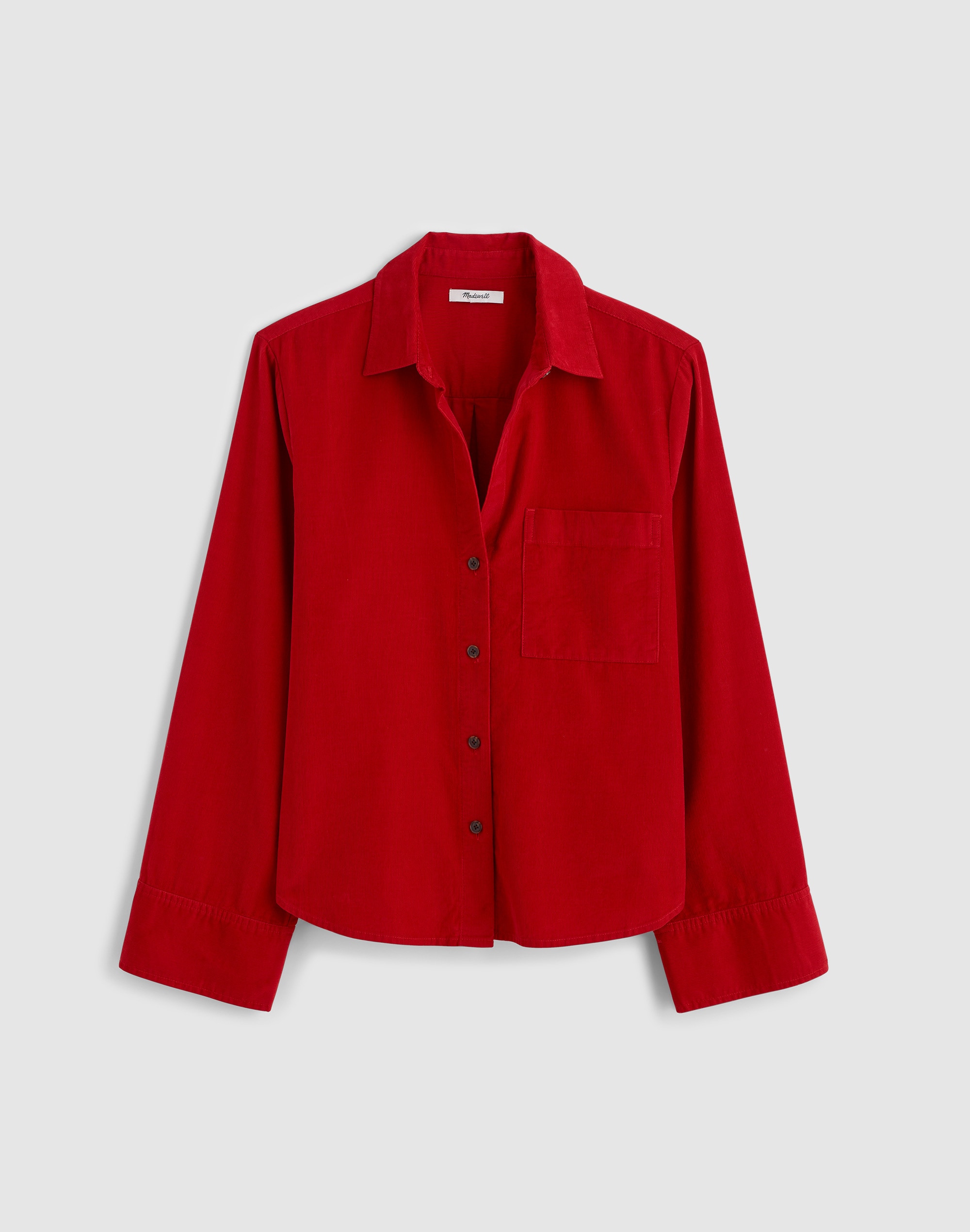 Easy Y-Neck Button-Up Shirt in Corduroy