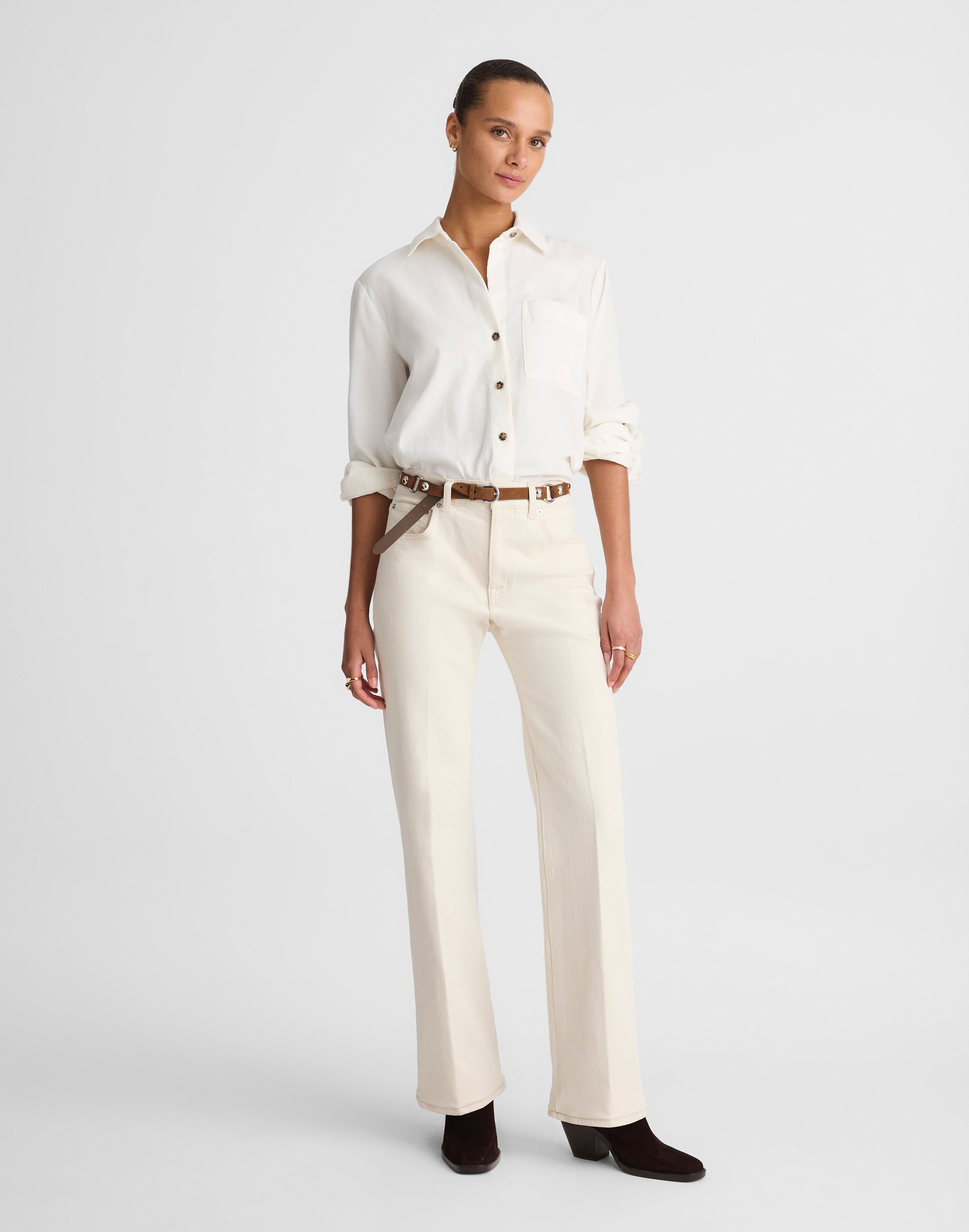 Easy Y-Neck Button-Up Shirt Corduroy