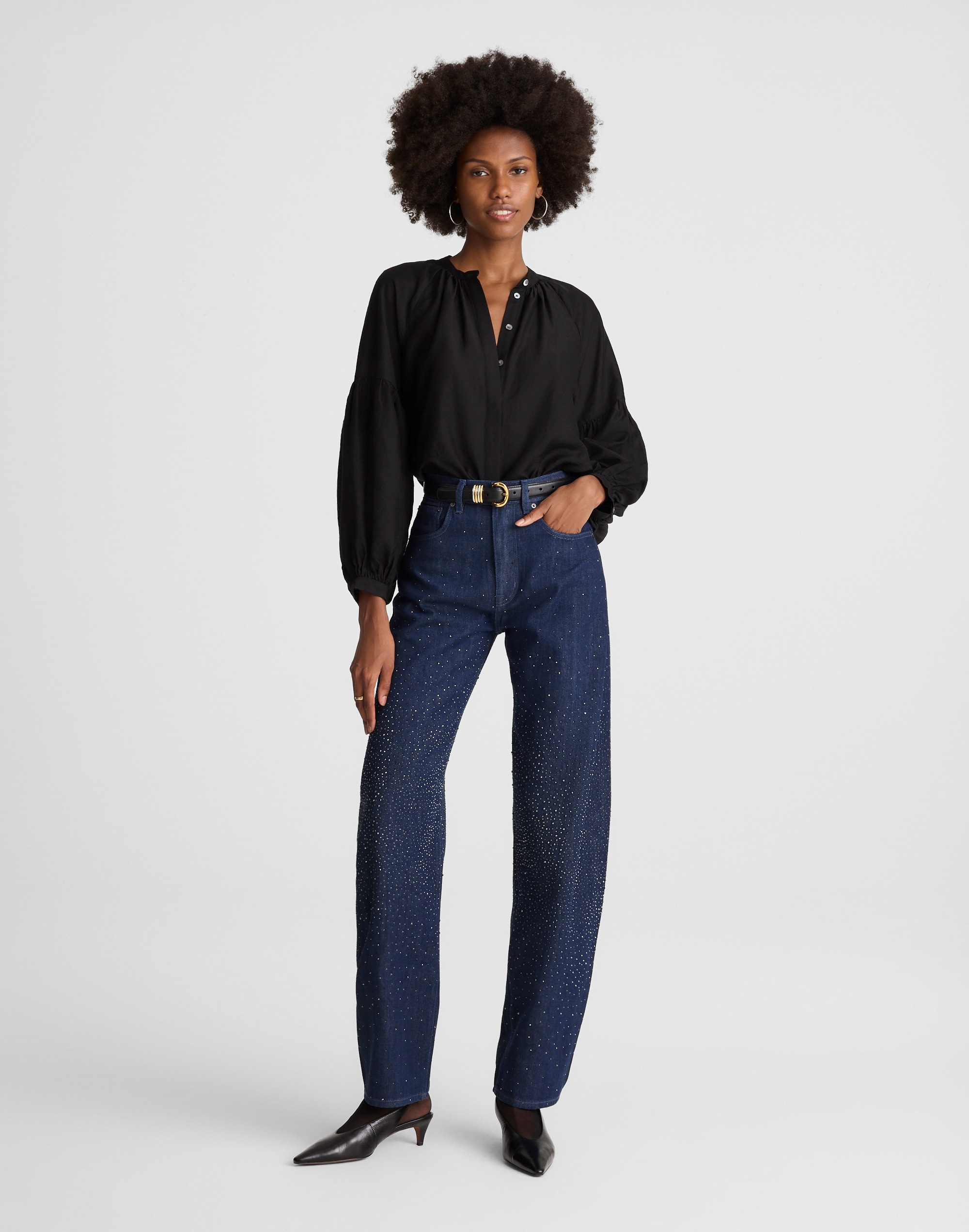 Shirred Balloon-Sleeve Top Alternate Image 5