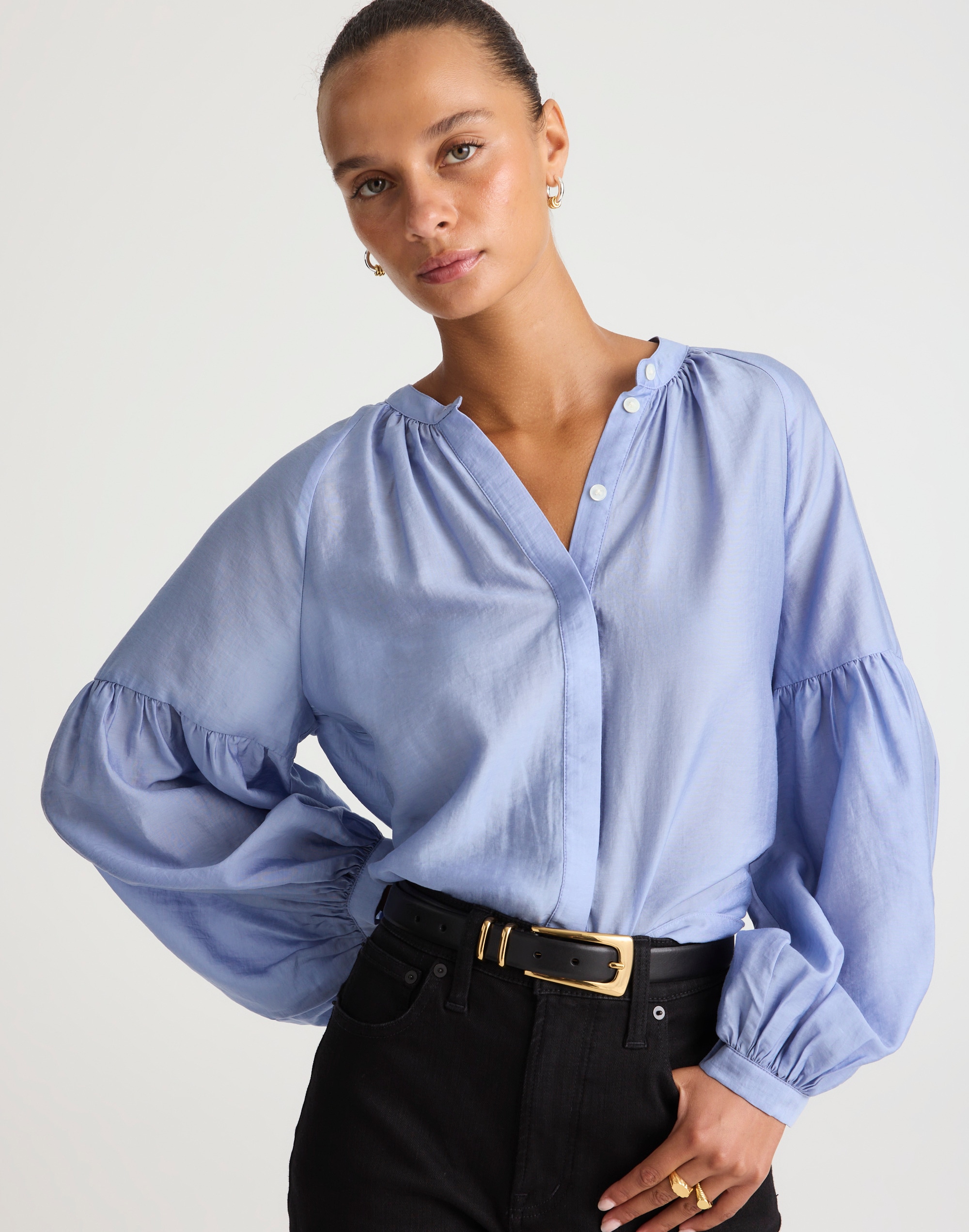 Shirred Balloon-Sleeve Top | Madewell