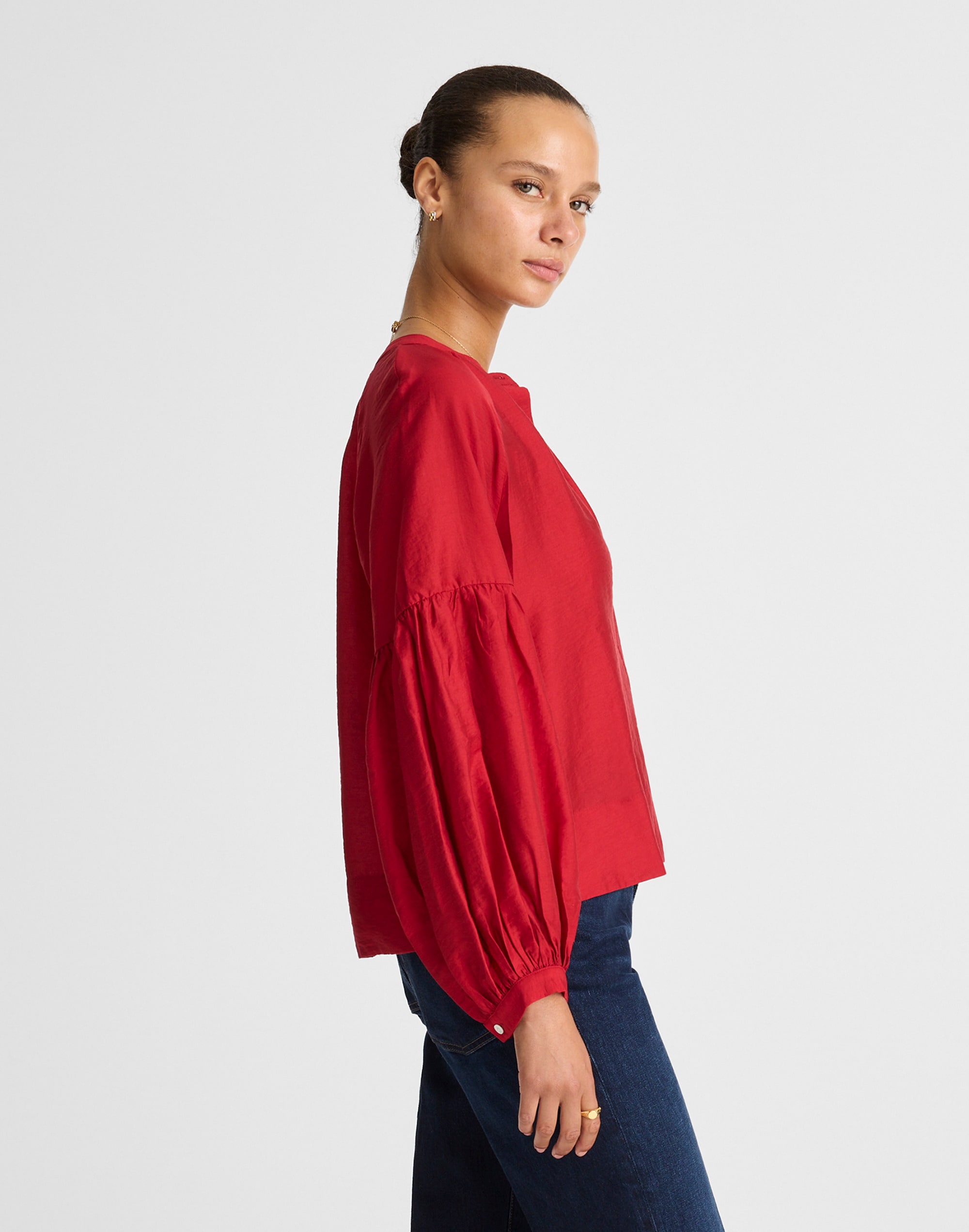 Shirred Balloon-Sleeve Top Alternate Image 3