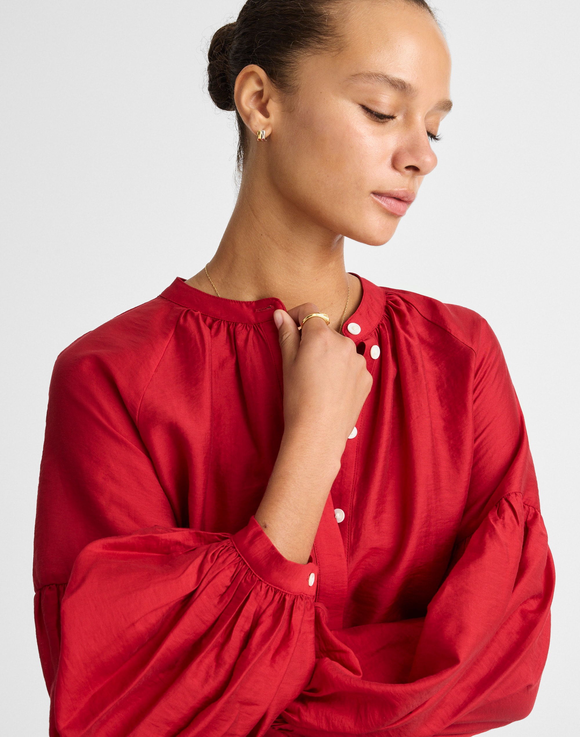 Shirred Balloon-Sleeve Top Alternate Image 5