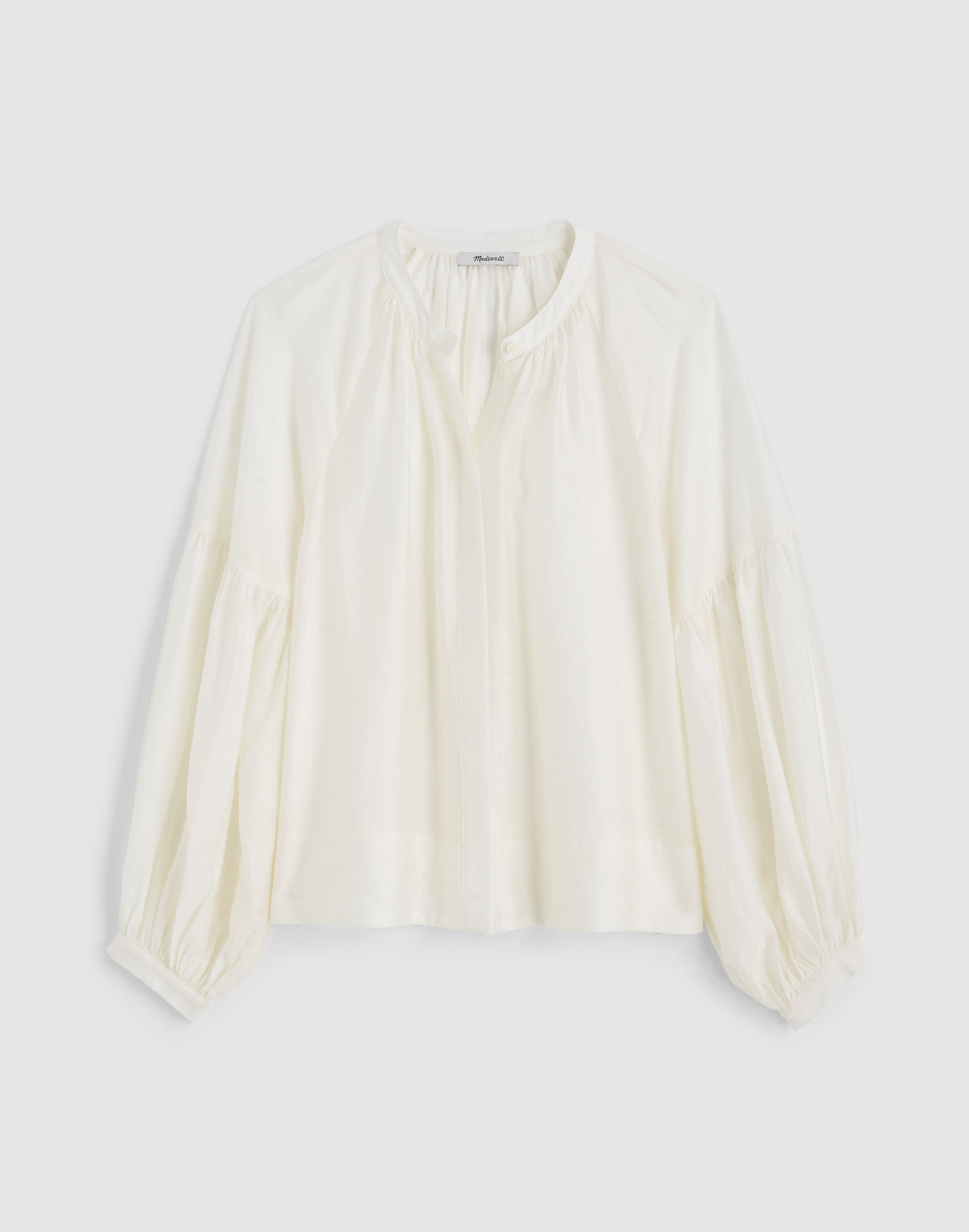 Shirred Balloon-Sleeve Top