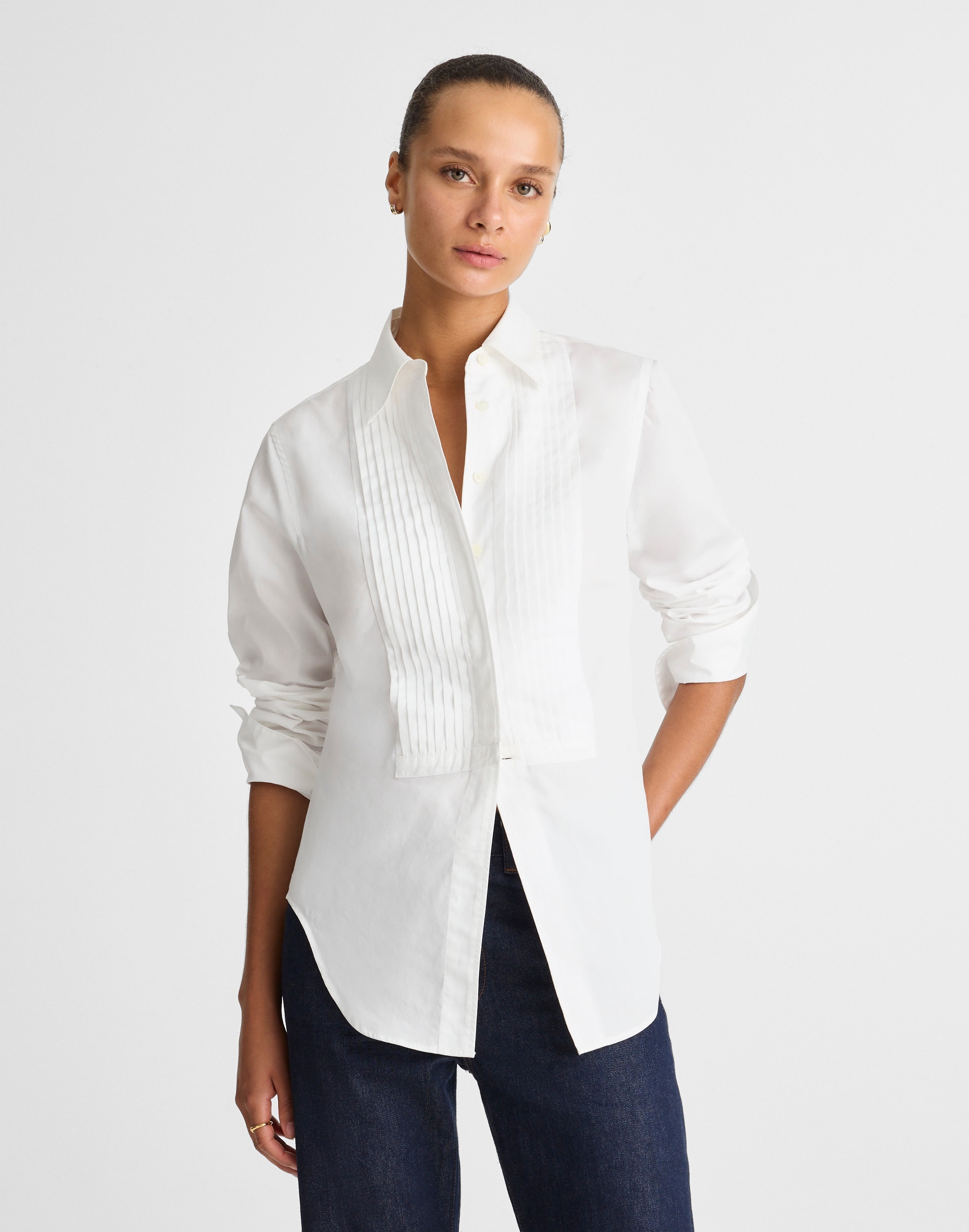 Madewell Cutaway Tuxedo Shirt In White