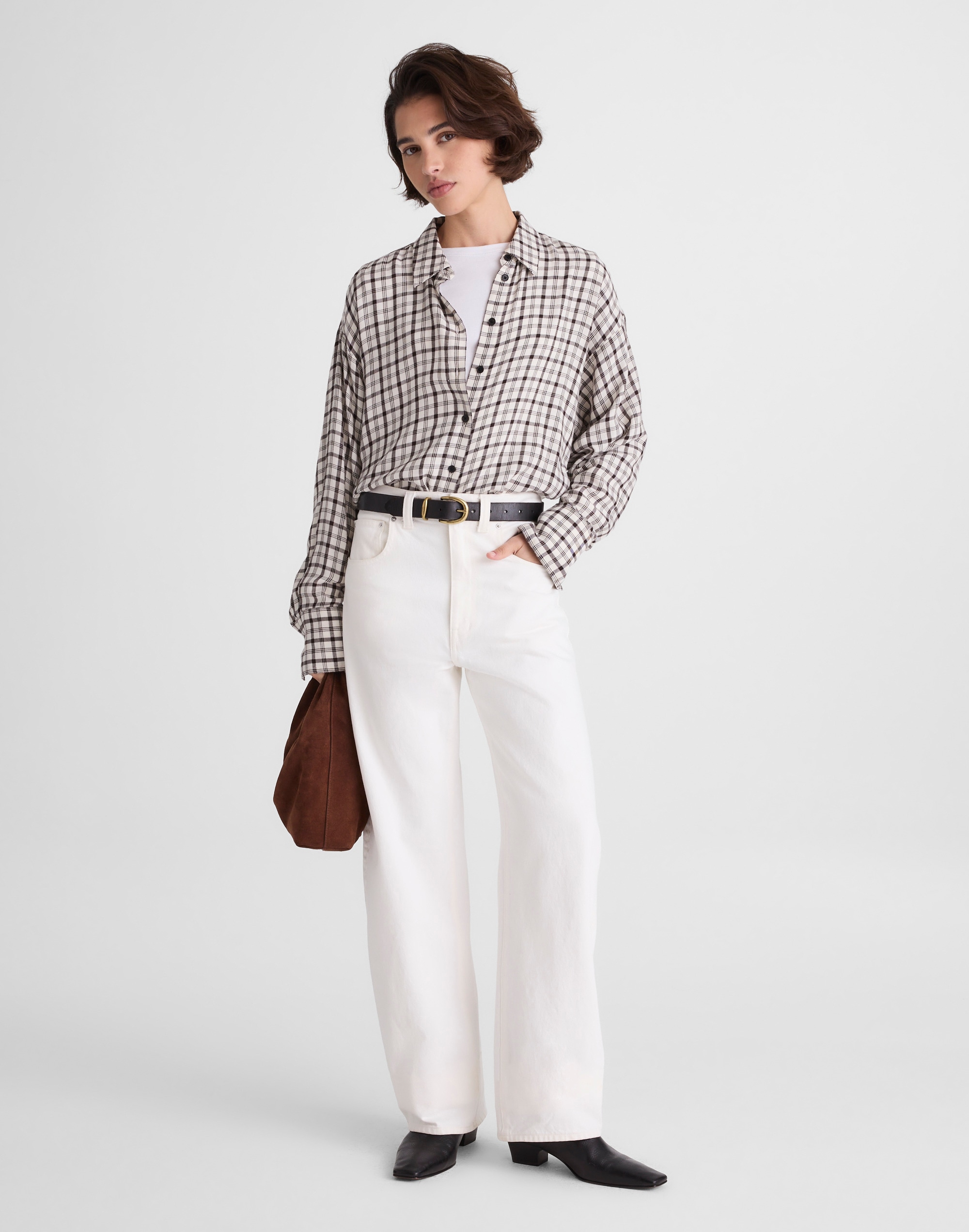 Heathered Flannel Dolman Button-Up Shirt