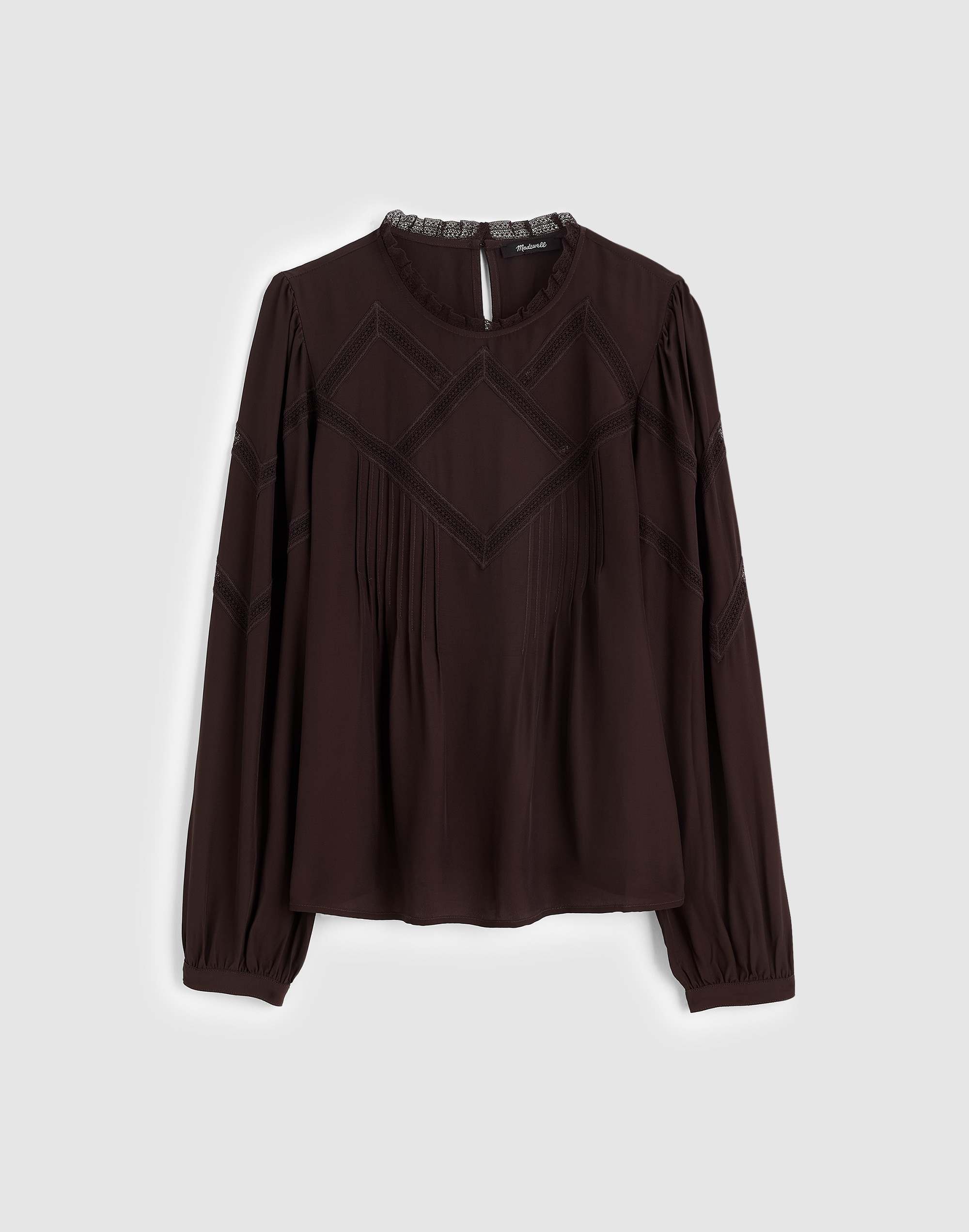 Lace-Insert Mockneck Long-Sleeve Top