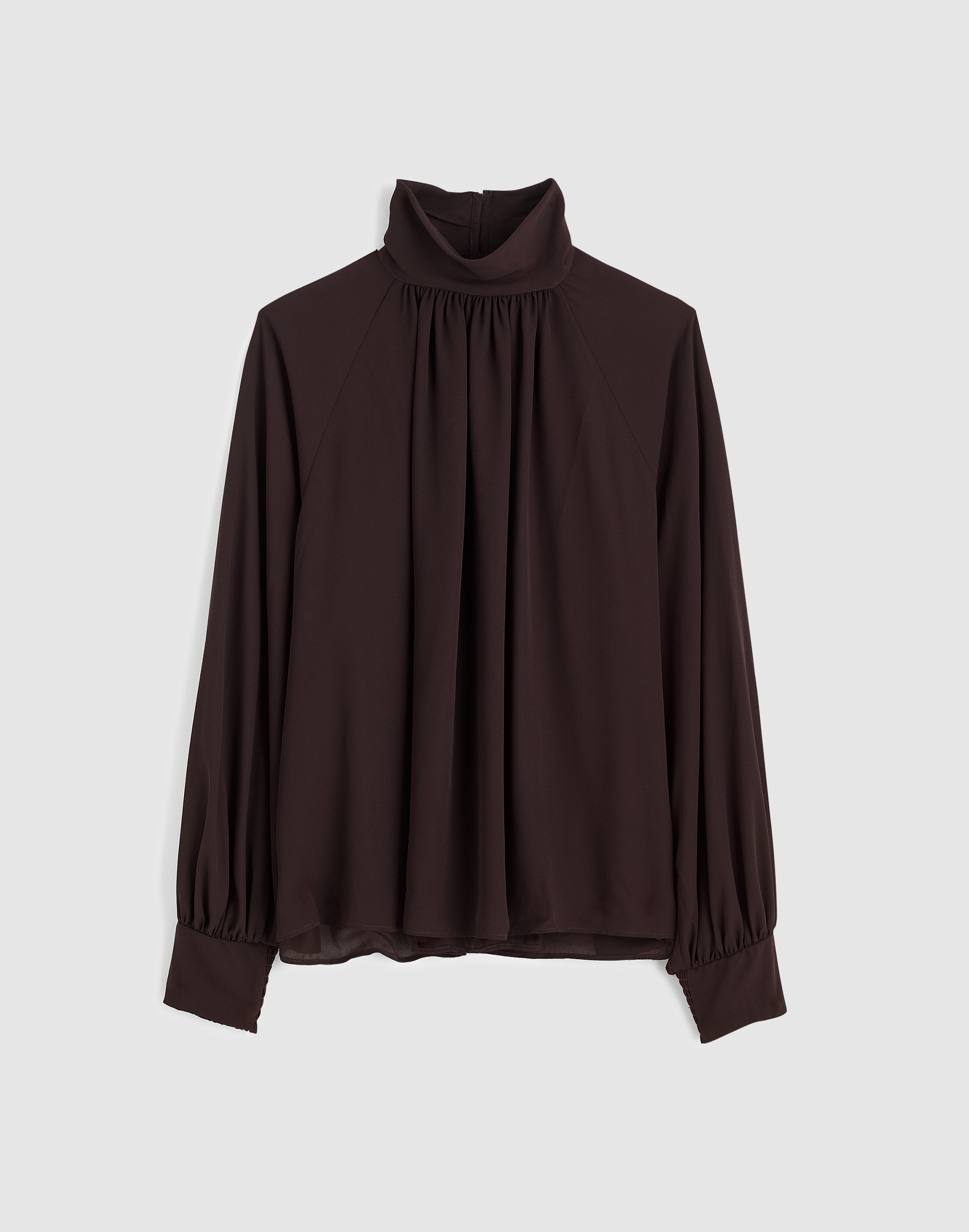 Turtleneck Long-Sleeve Top Chiffon