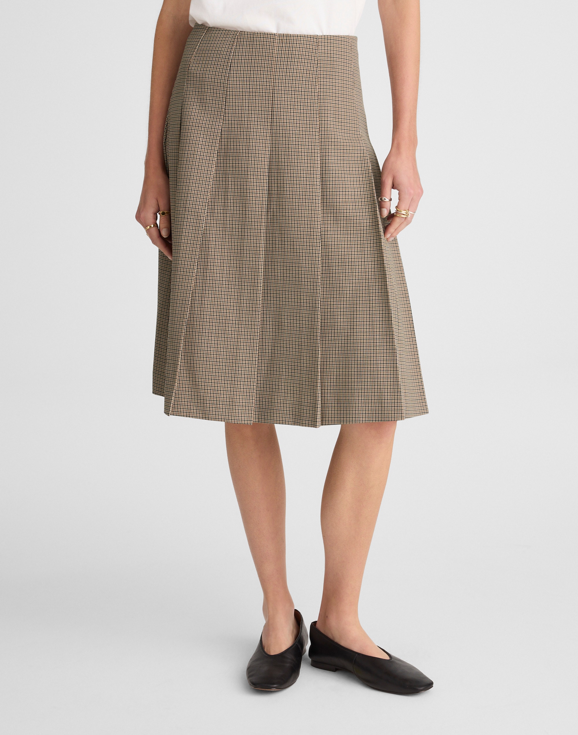 A-Line Midi Skirt in Wool-Blend Twill