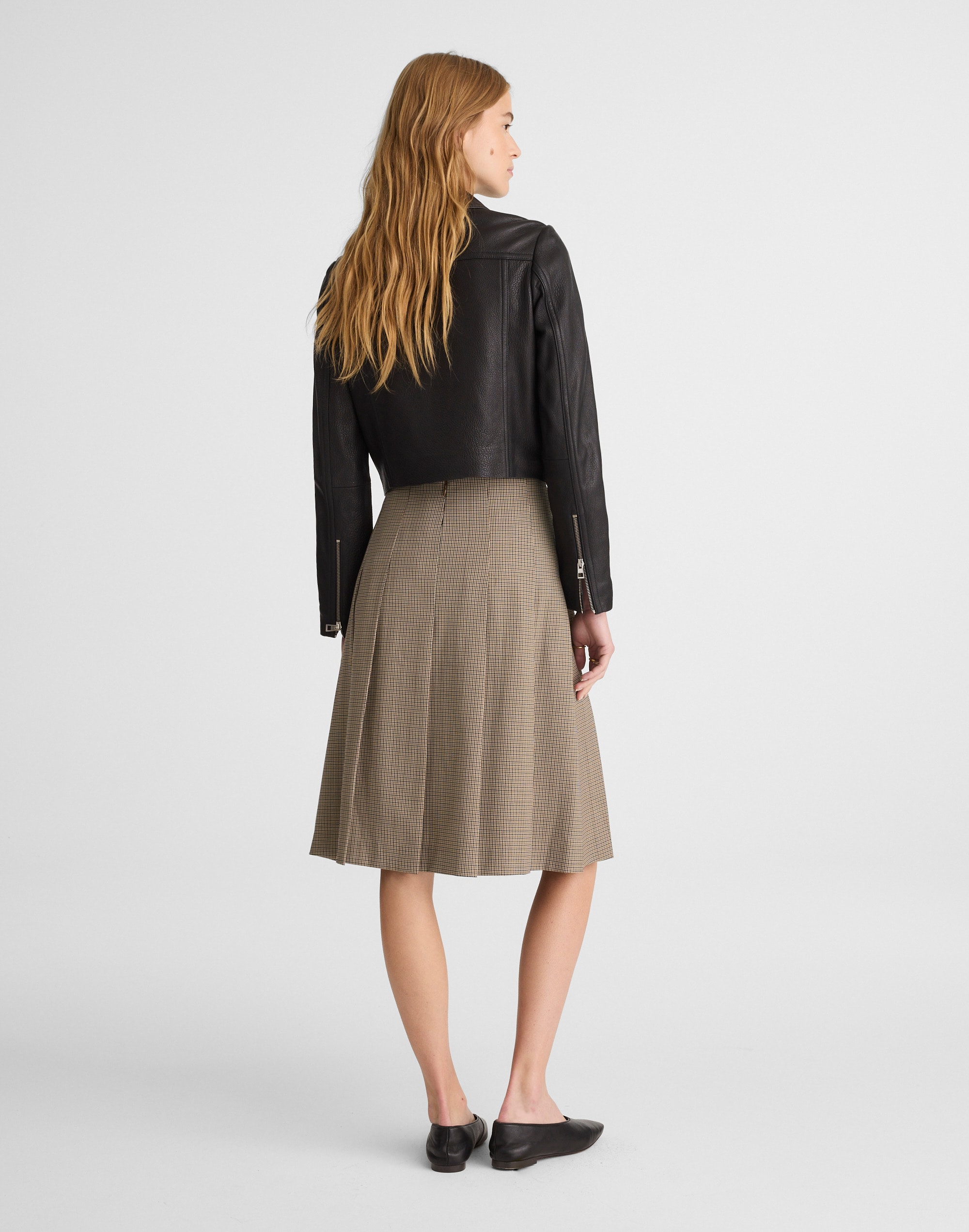 A-Line Midi Skirt in Wool-Blend Twill