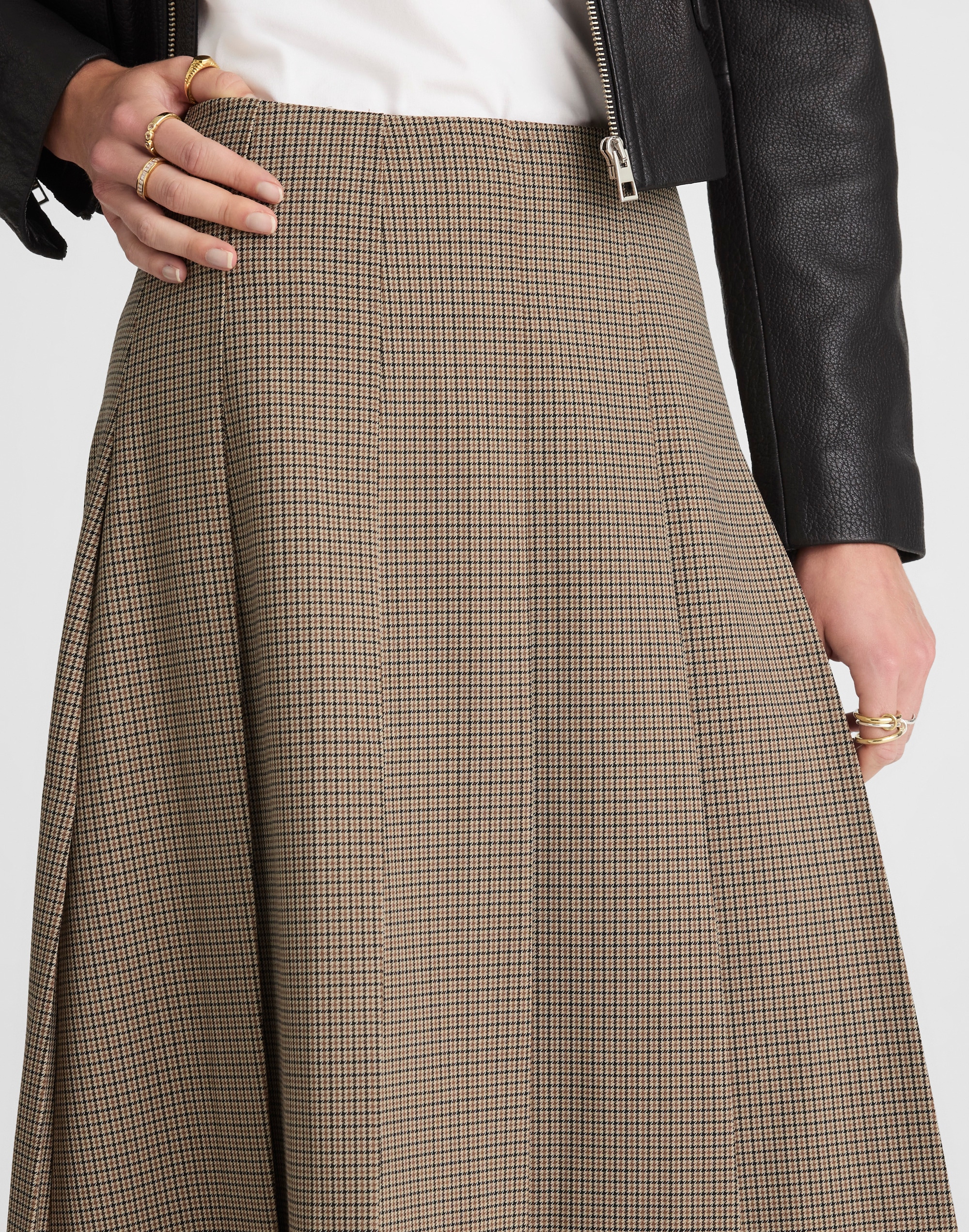 A-Line Midi Skirt in Wool-Blend Twill