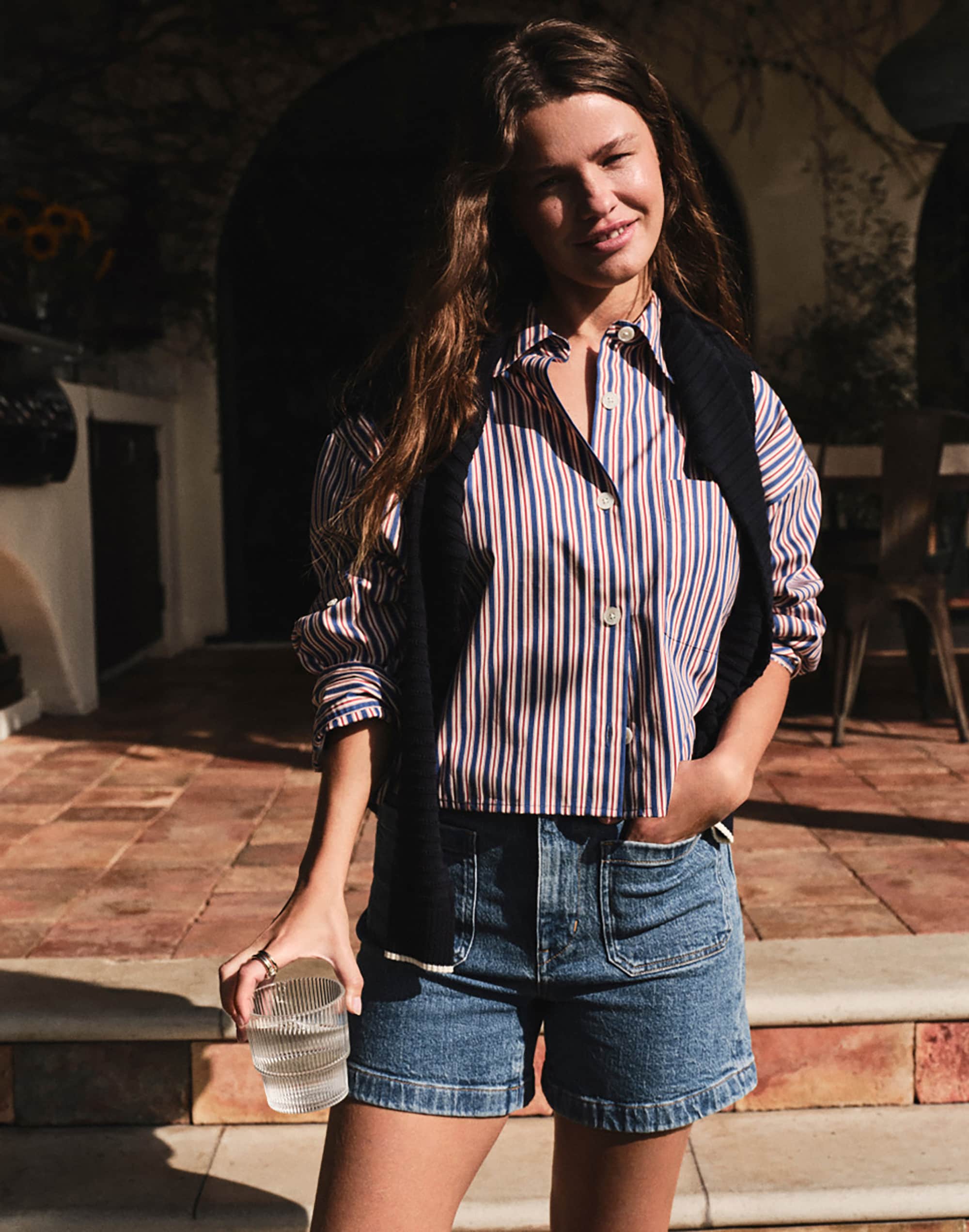 Straight-Hem Shirt in Poplin