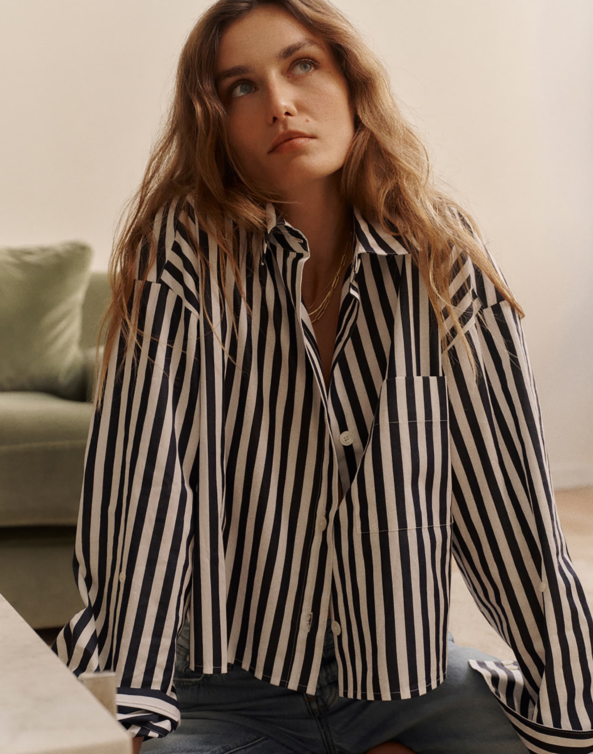 Straight-Hem Shirt in Poplin