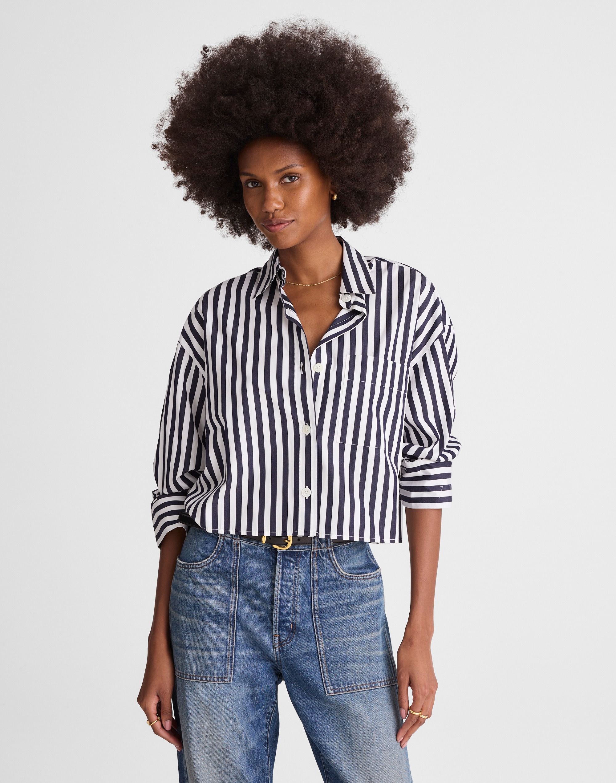 Madewell Straight-hem Shirt In Gray