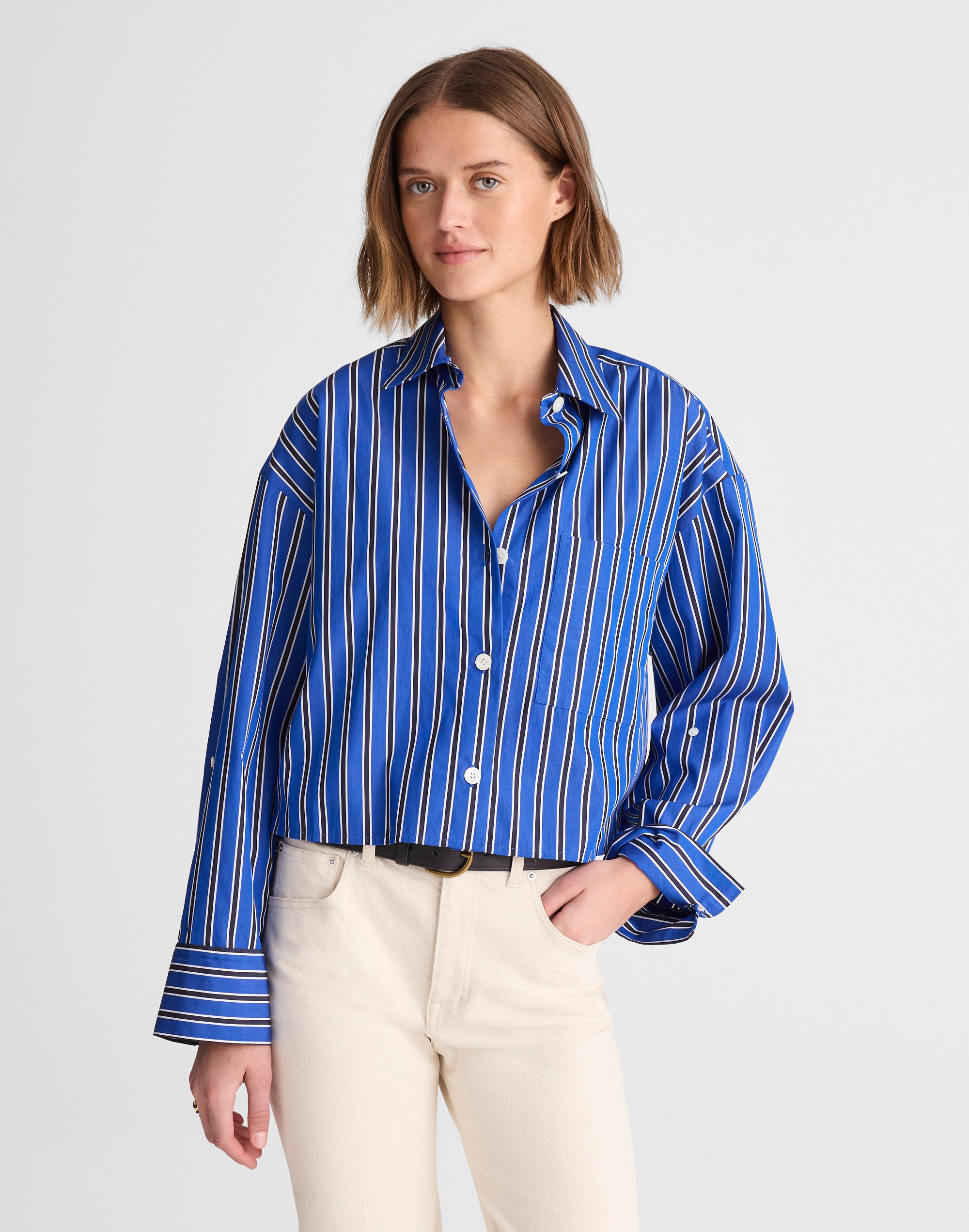Straight-Hem Shirt in Poplin
