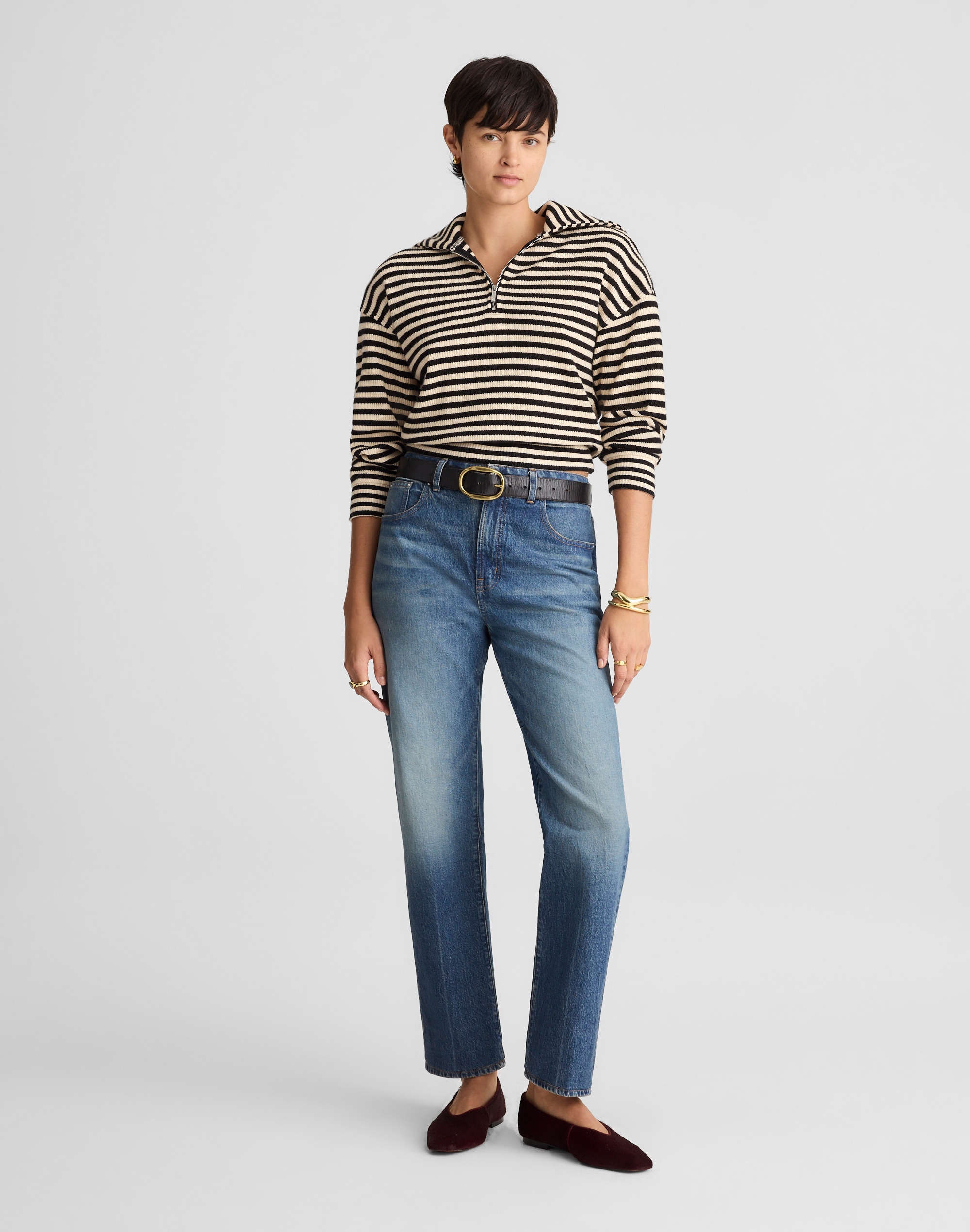 Half-Zip Knit Jacket Stripe