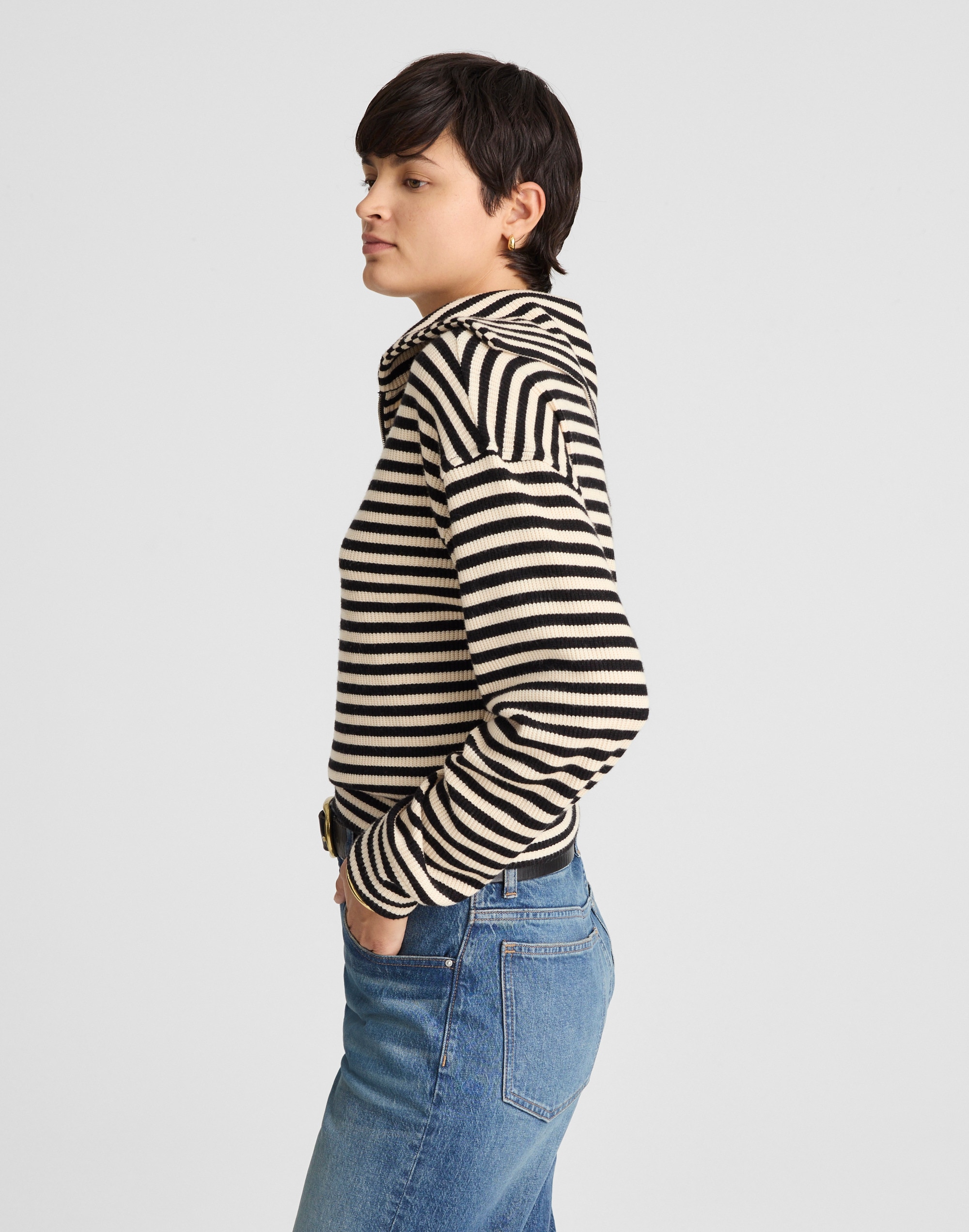 Half-Zip Knit Jacket Stripe