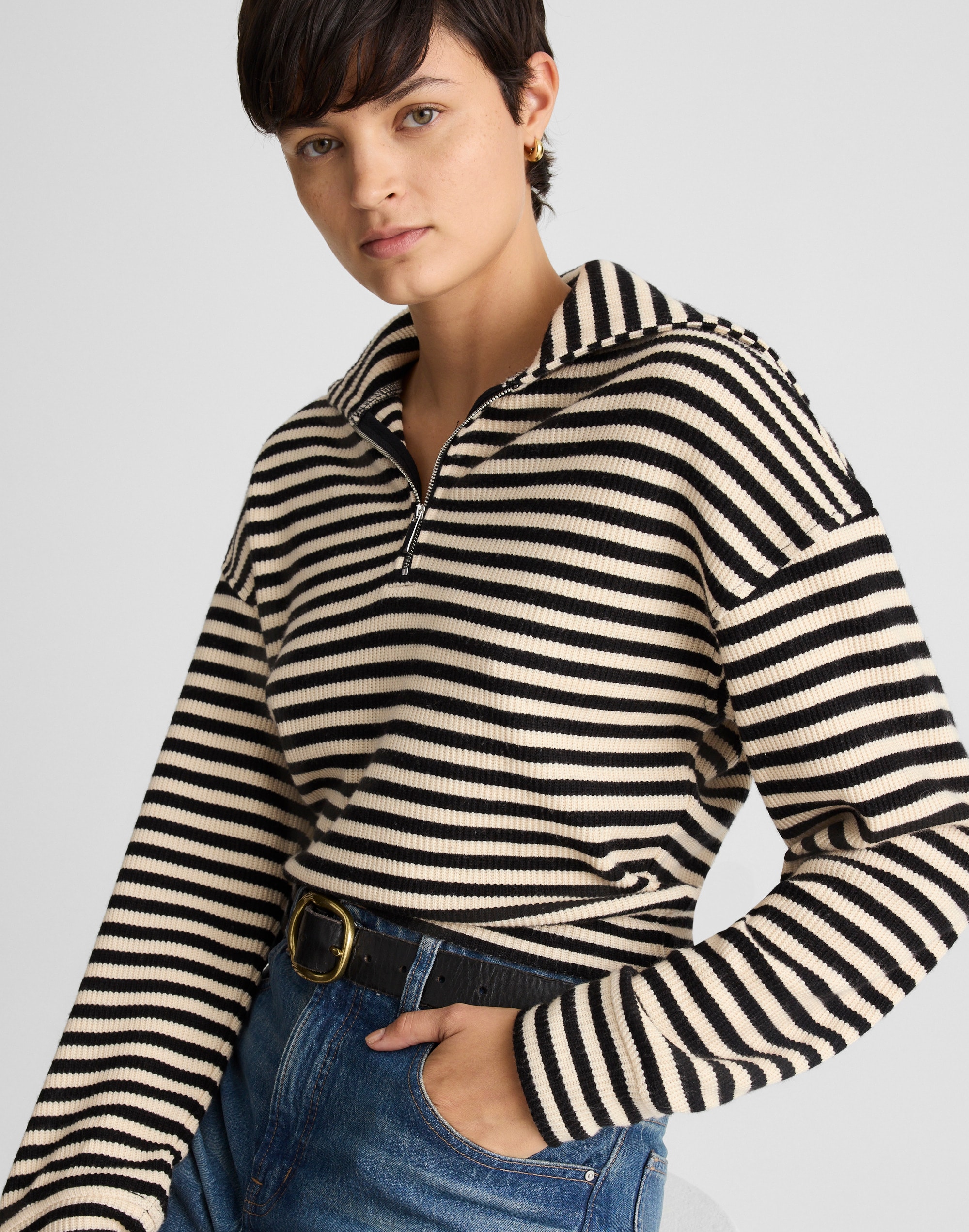 Half-Zip Knit Jacket Stripe