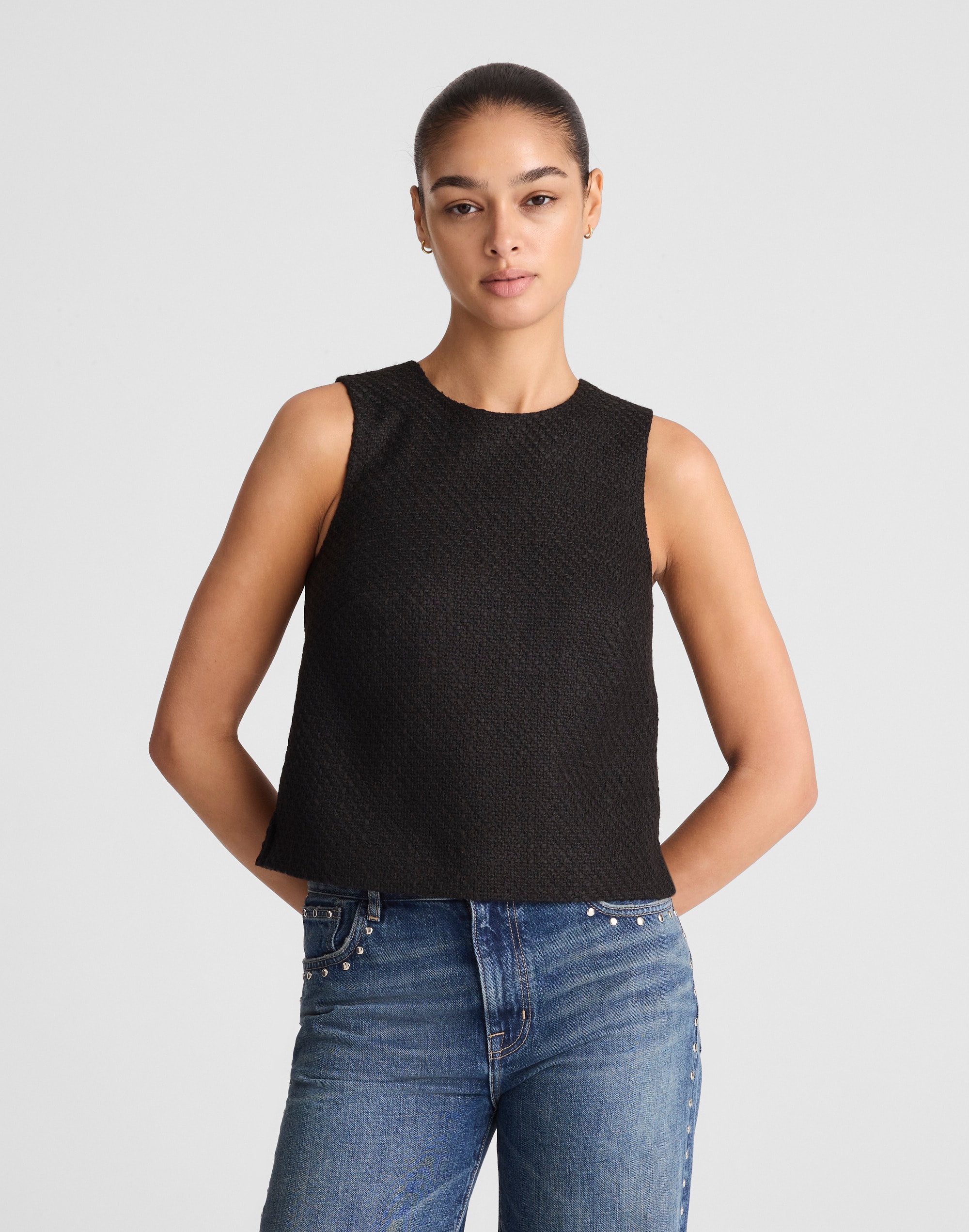 boxy shell top in tweed