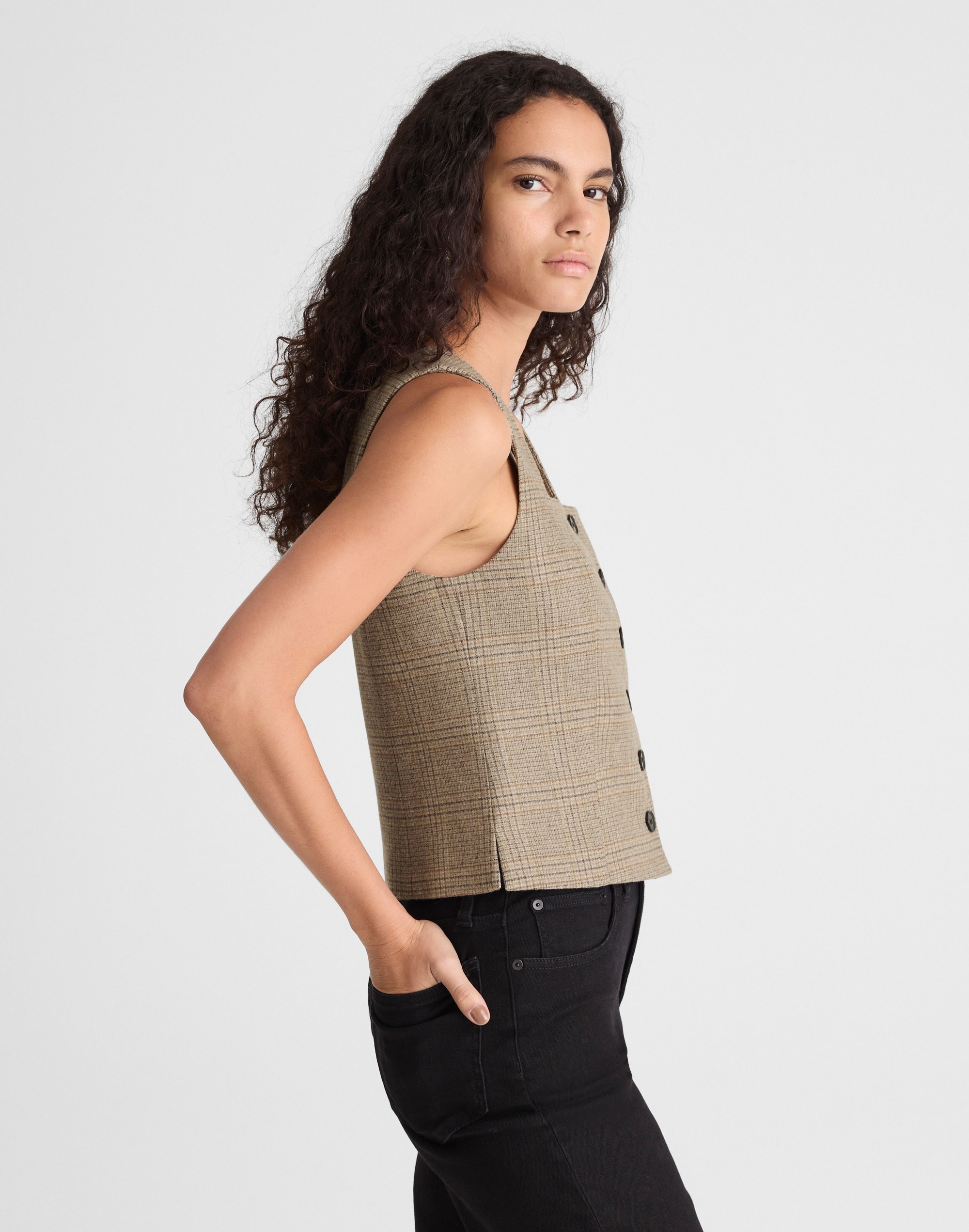 Madewell Squareneck Crop Vest In Brown