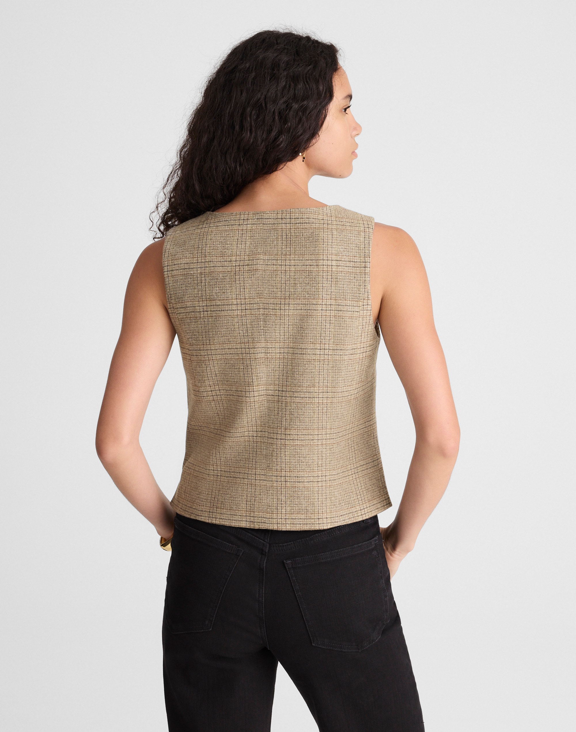 Squareneck Crop Vest in Plaid Alternate Image 3