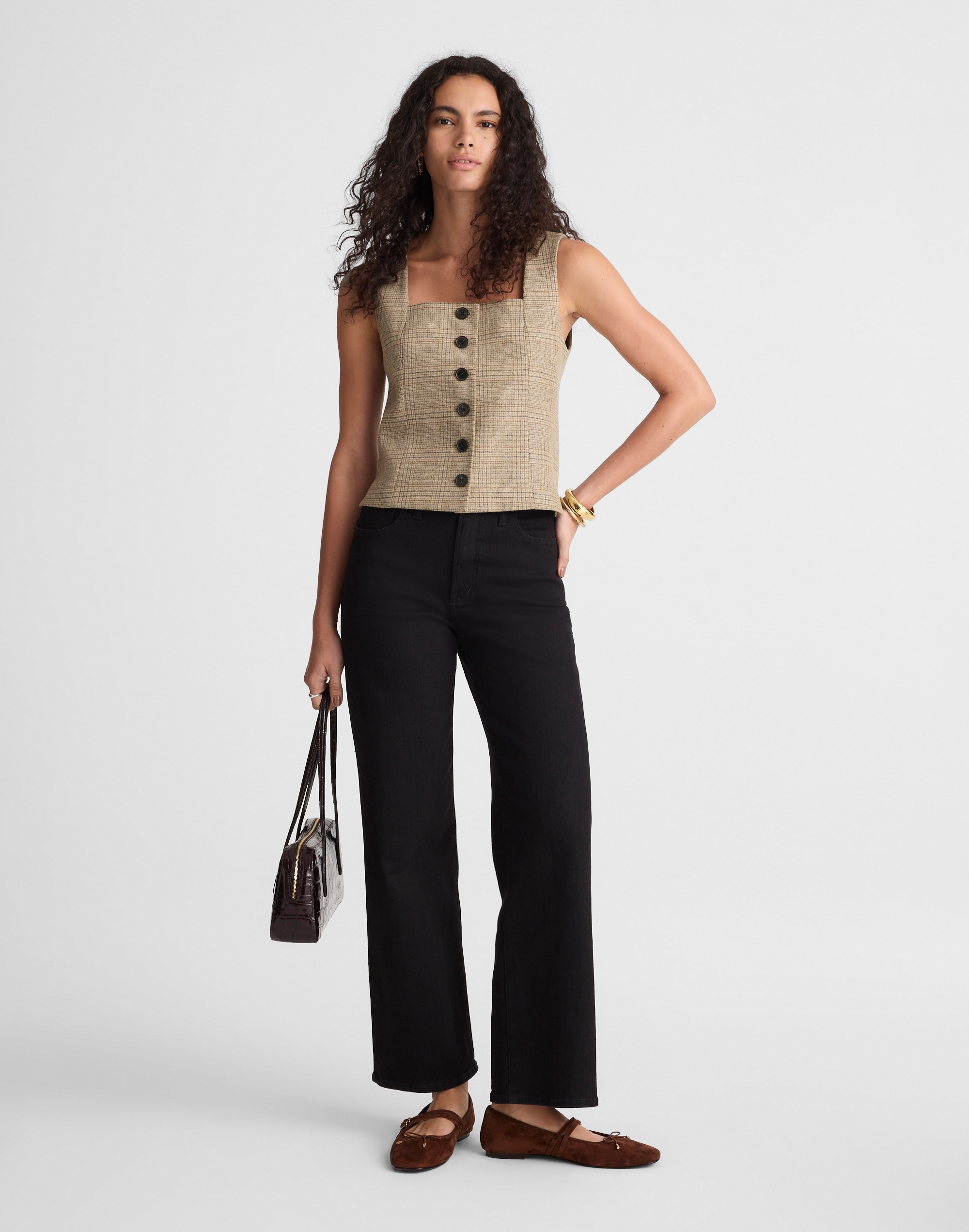 Squareneck Crop Vest in Plaid Alternate Image 4