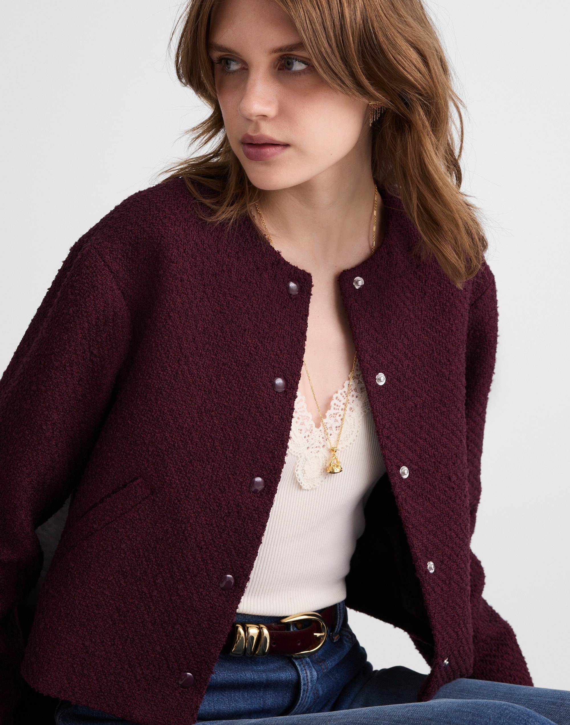 Tweed Collarless Jacket