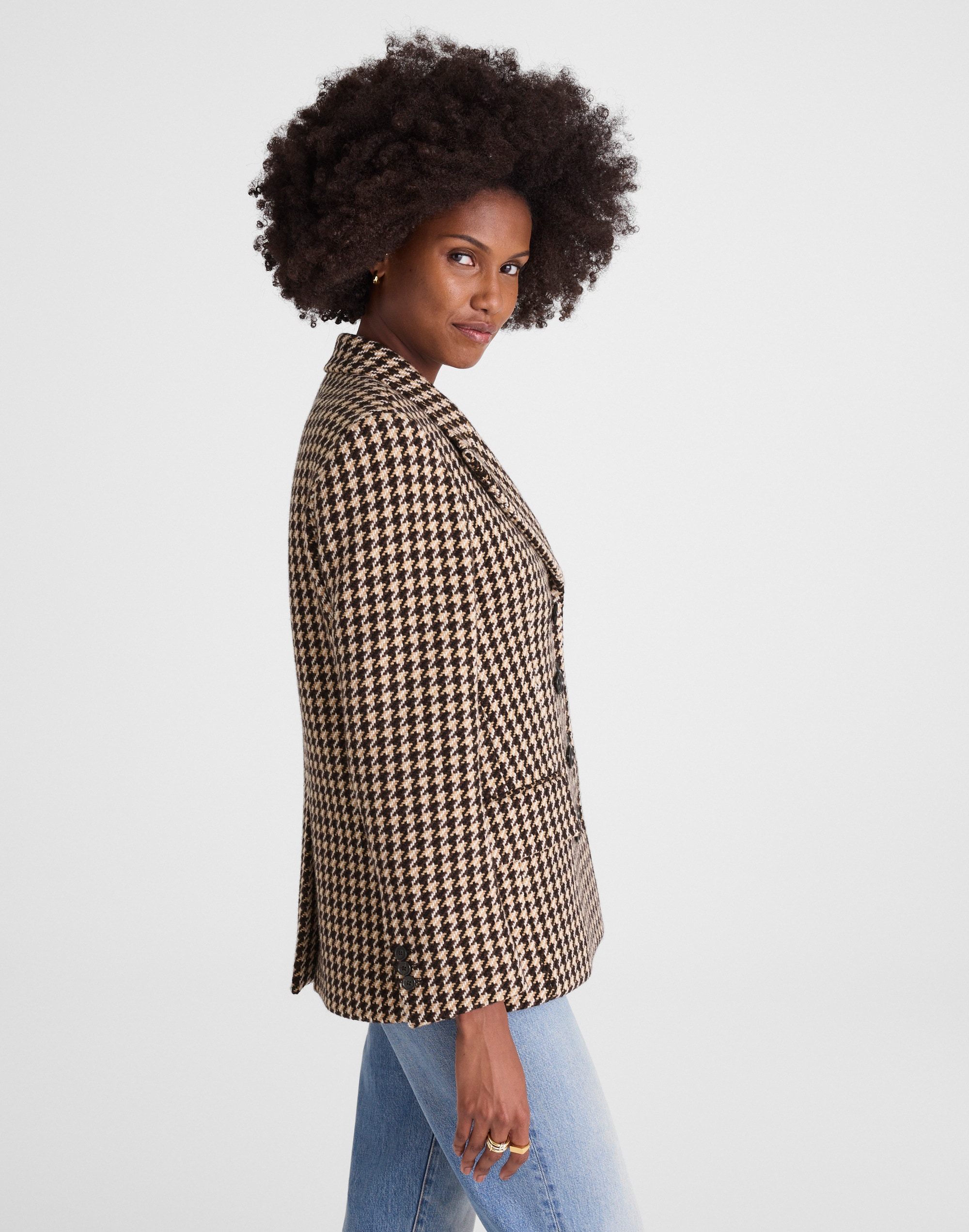 Double-Breasted Boxy Coat Houndstooth