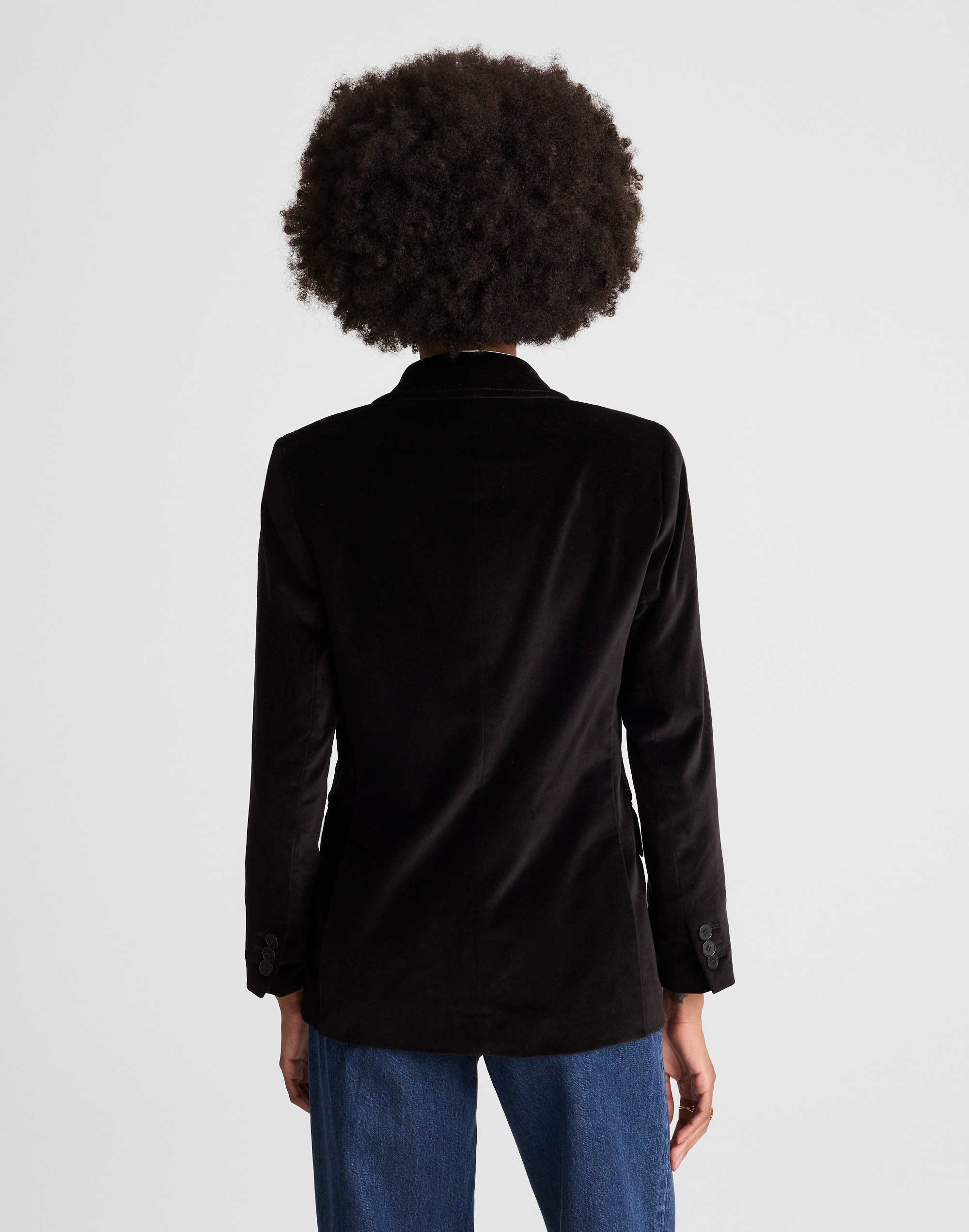 Peak-Lapel Double-Breasted Blazer Velvet