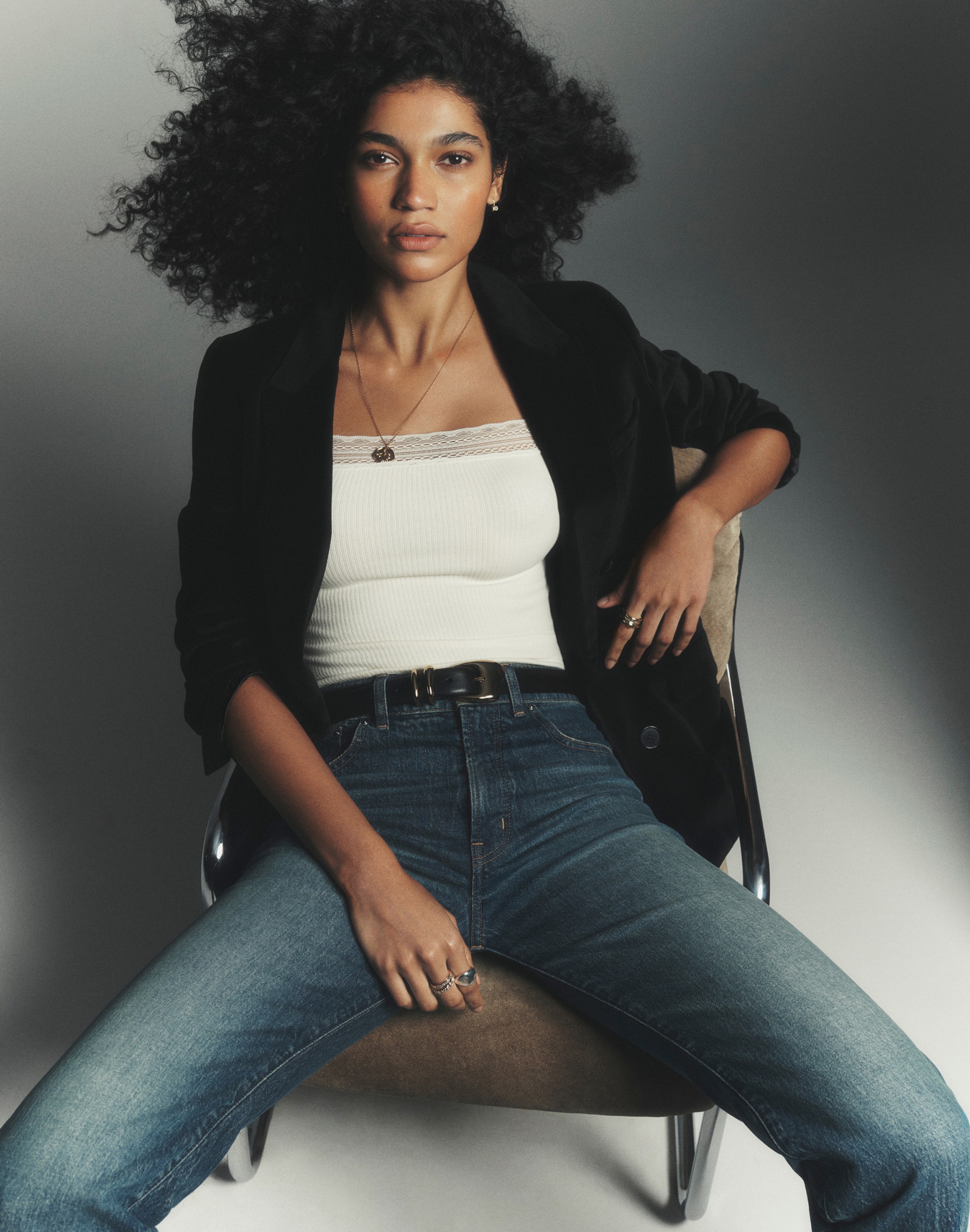 Peak-Lapel Double-Breasted Blazer Velvet