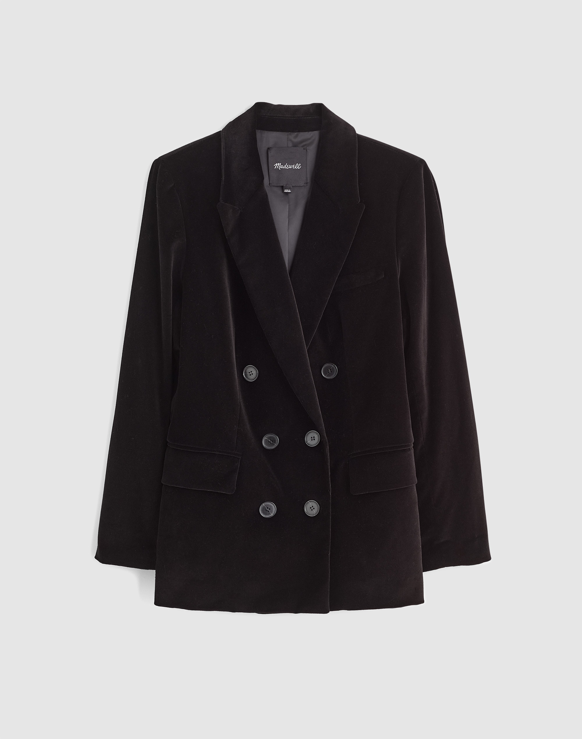 Peak-Lapel Double-Breasted Blazer Velvet