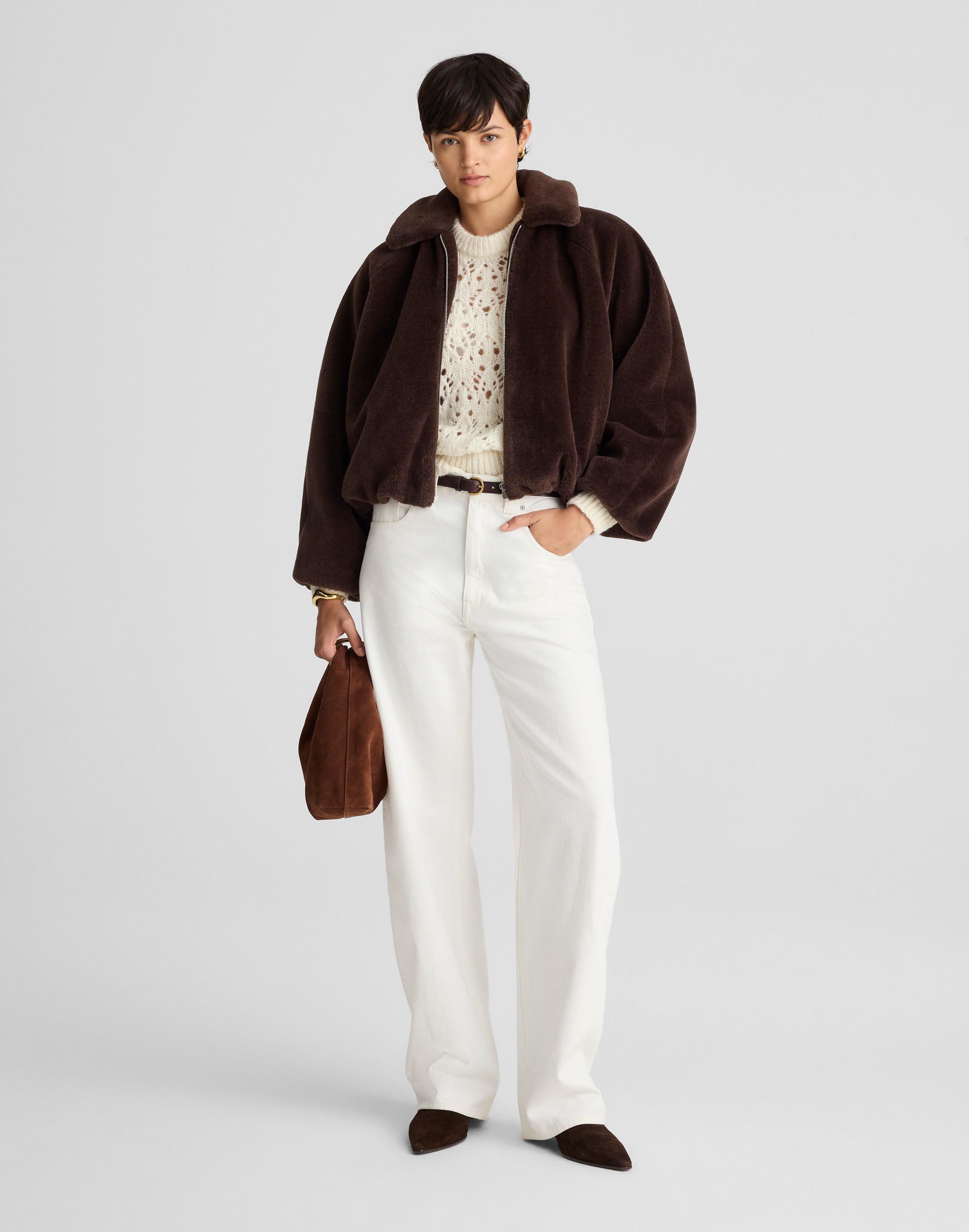 Madewell Bubble Bomber Jacket In Brown