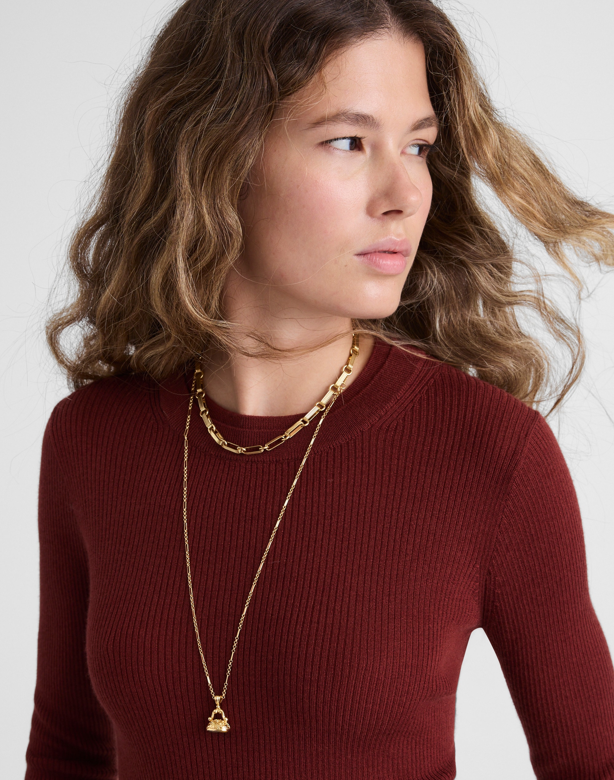 Double Layered Crewneck in Merino-Silk Blend