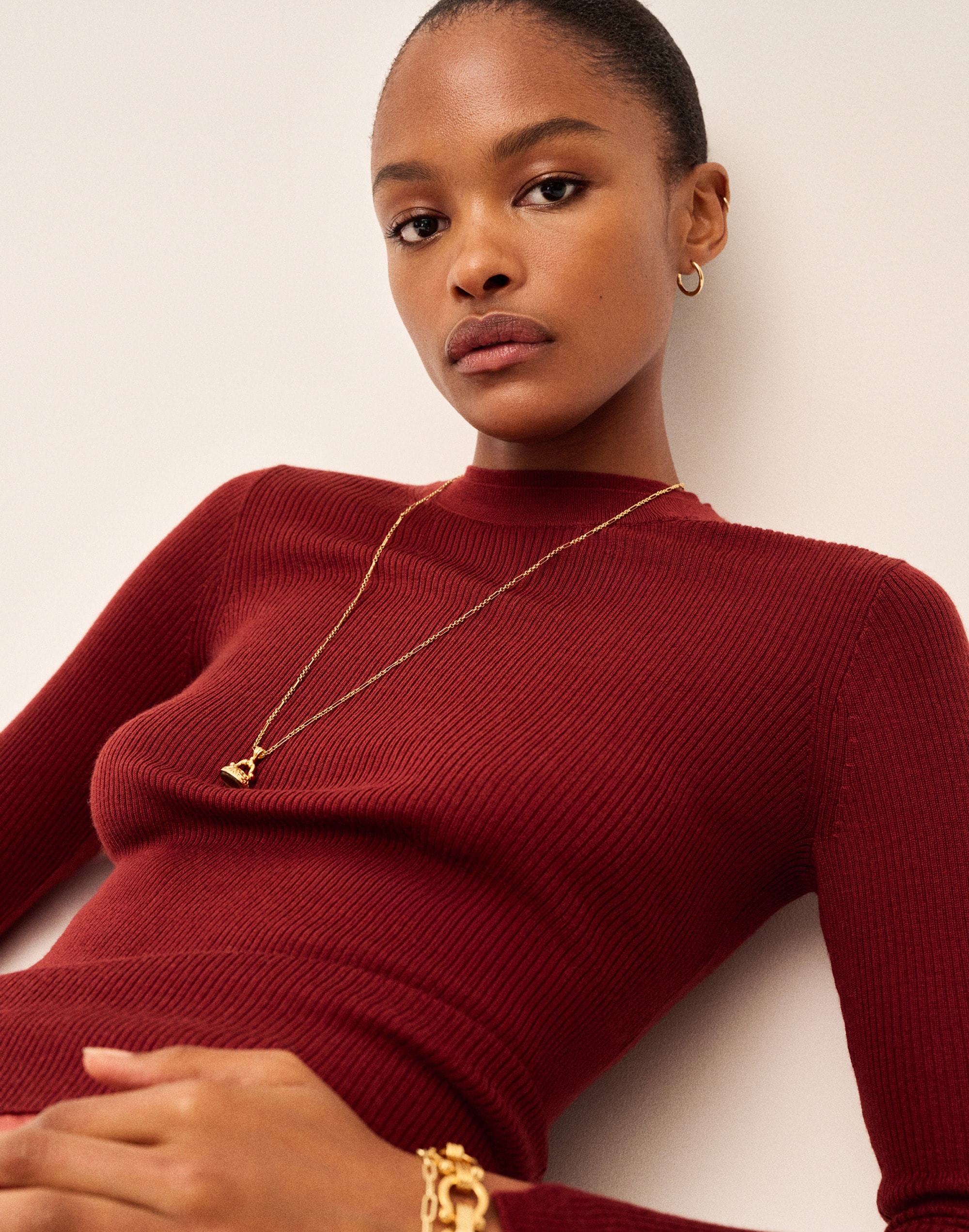 Double Layered Crewneck in Merino-Silk Blend