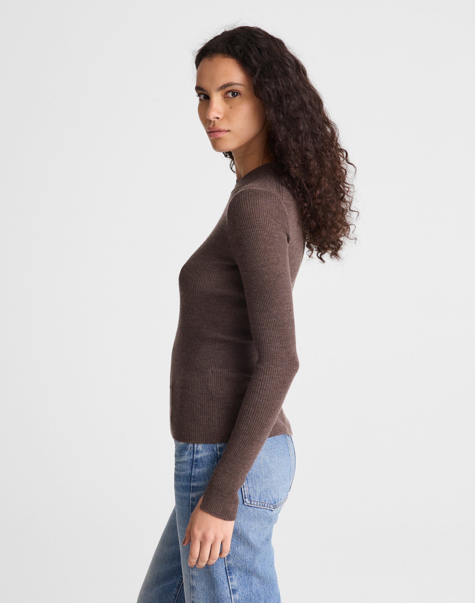 Double Layered Crewneck in Merino-Silk Blend