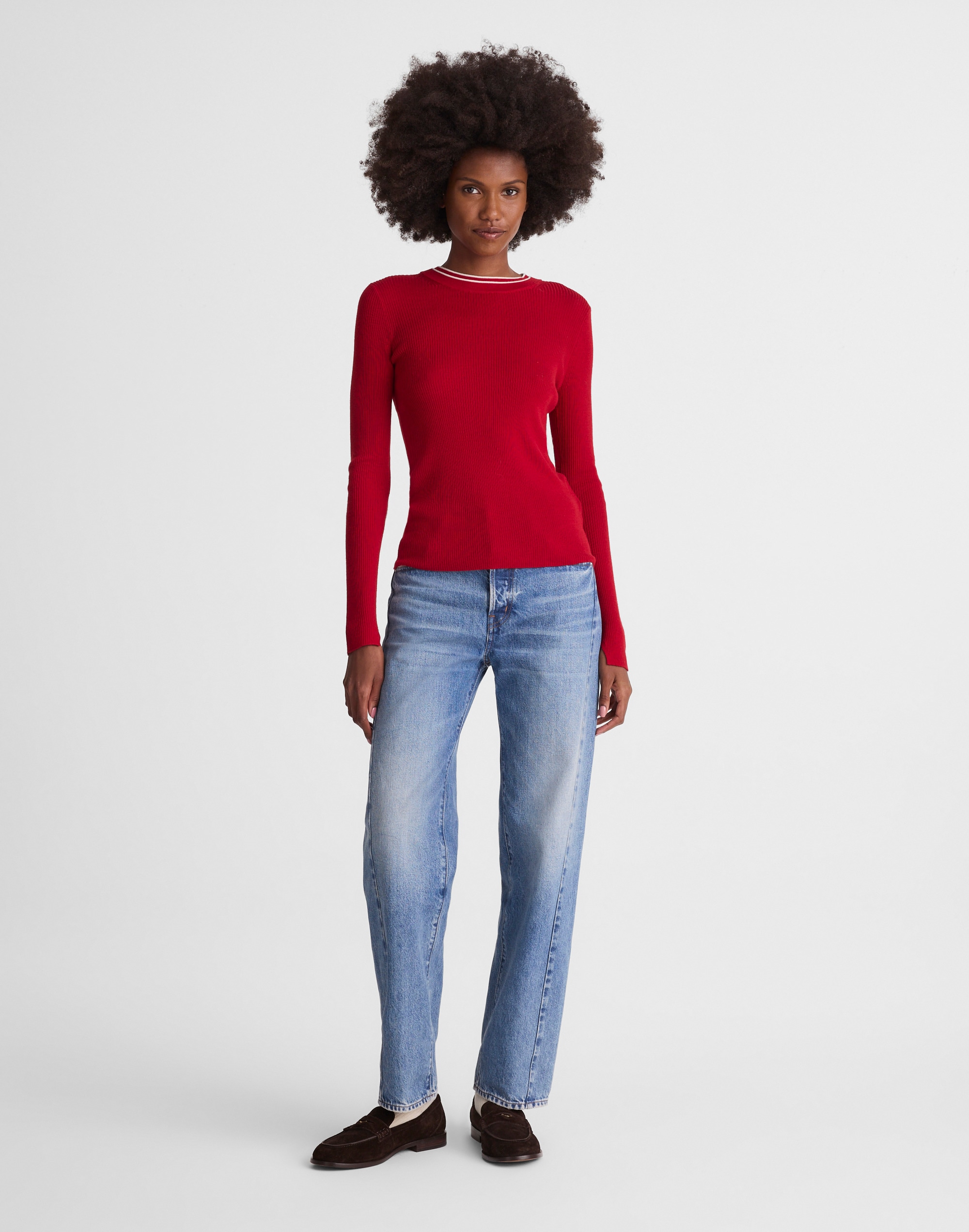 Double Layered Crewneck Merino-Silk Blend