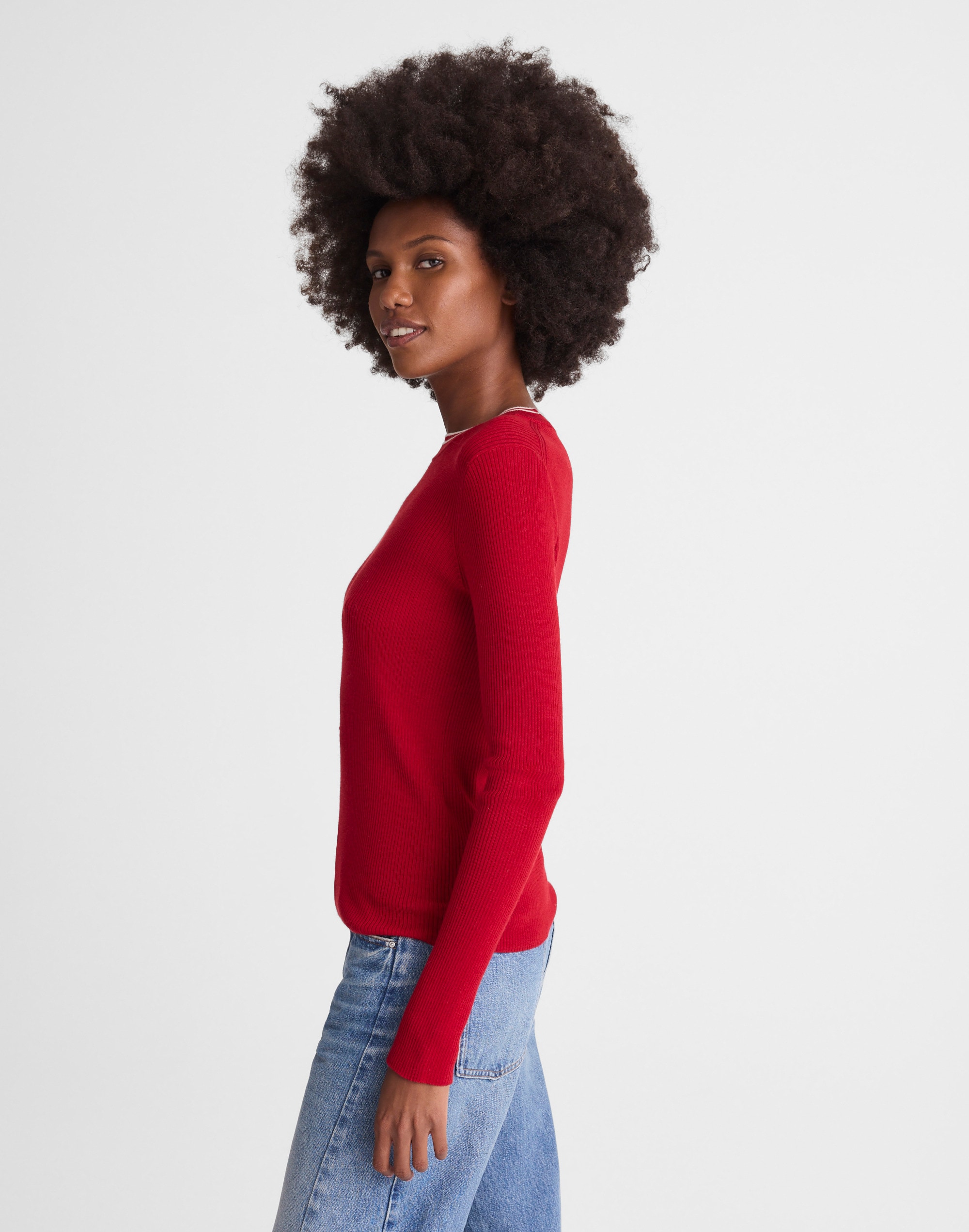 Double Layered Crewneck Merino-Silk Blend